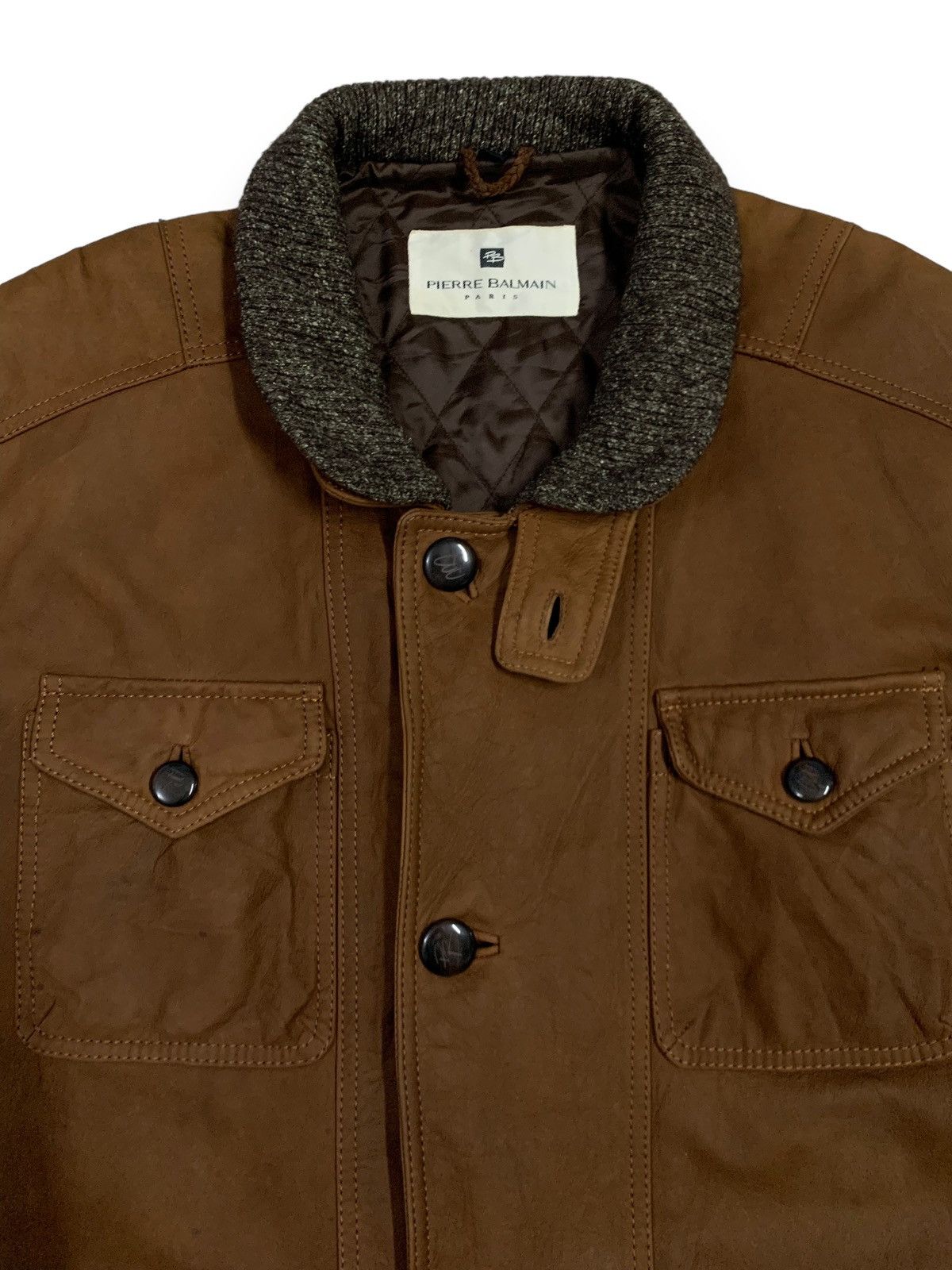 Balmain Vintage Pierre Balmain Paris Utility Cowhide Leather Jacket Size US L / EU 52-54 / 3 - 5 Thumbnail