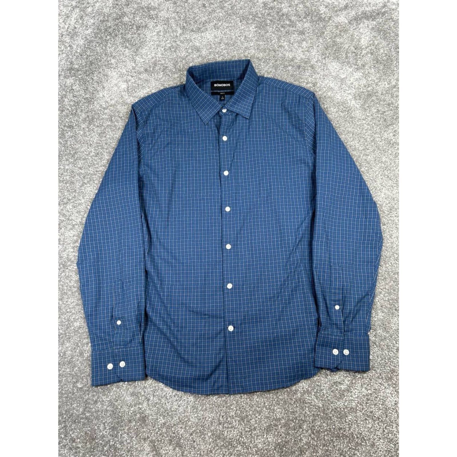 Bonobos Bonobos Shirt Bonobos Mens Large Blue Yellow Button Up Plaid Collared Cotton Woven Casual Slim Regular Size US L / EU 52-54 / 3 - 2 Thumbnail
