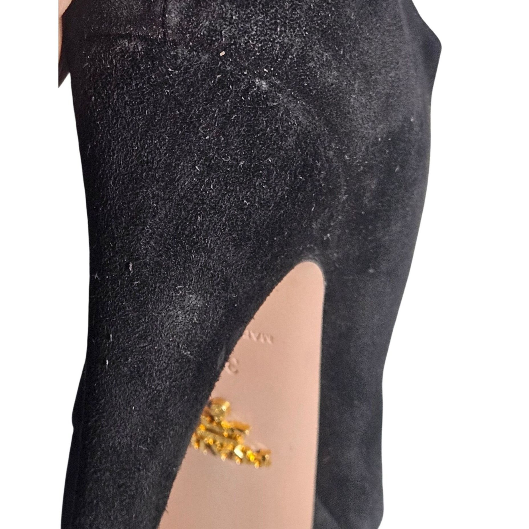 Prada VTG Y2K Prada blk suede peeptoe ankle-strap platform booties Size US 9 / IT 39 - 14 Thumbnail