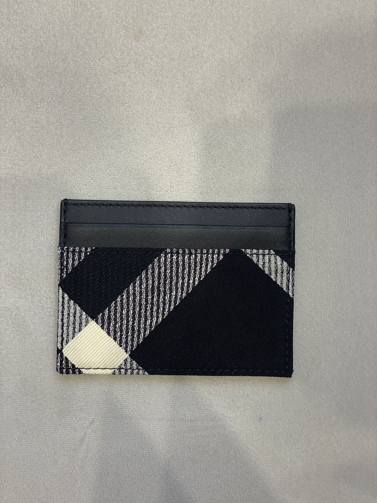 image of Burberry Check Card Case in Black/White, Men's