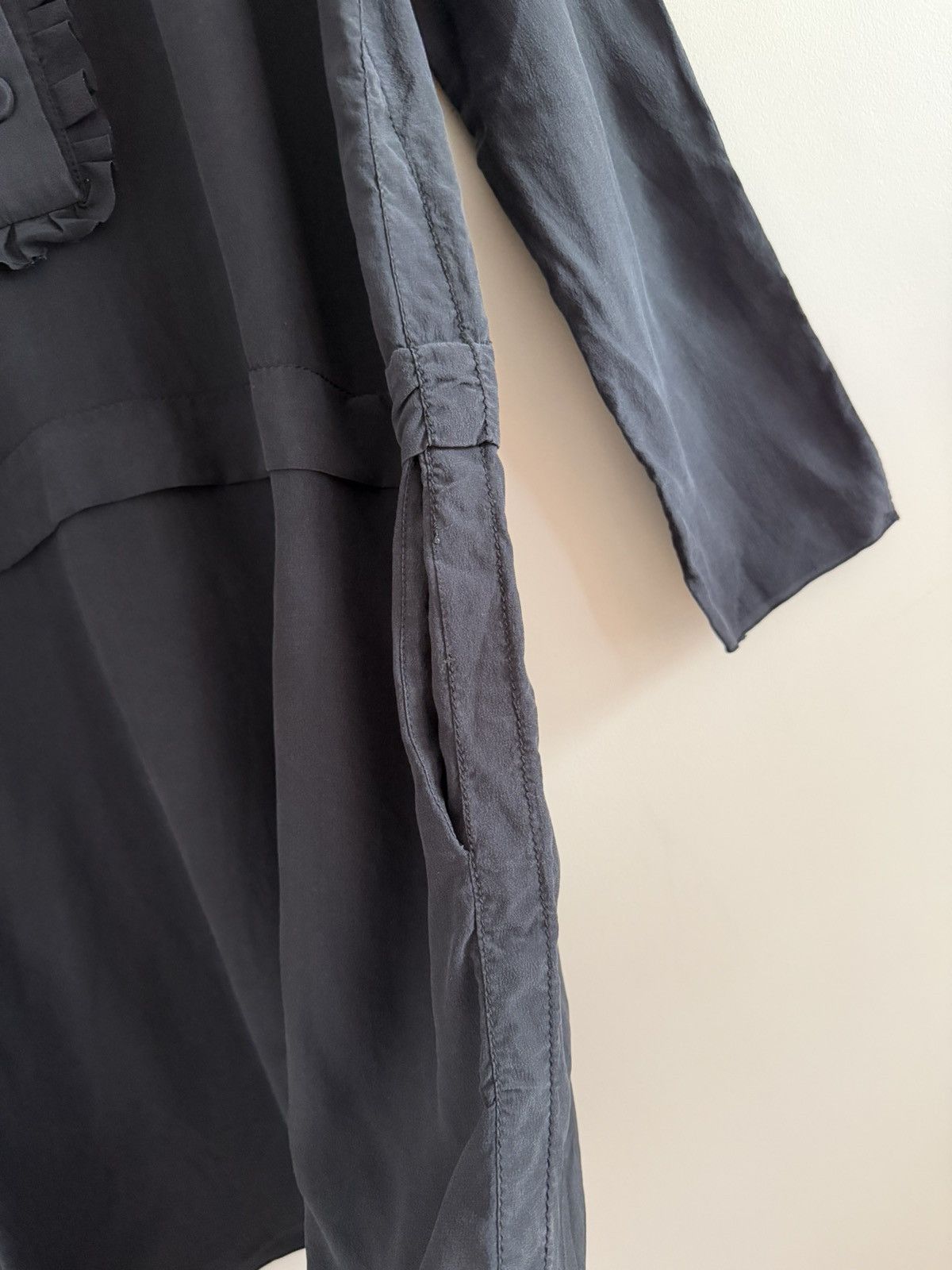 Marni Vintage Marni Black Silk Ruffle-Front Dress Size XS / US 0-2 / IT 36-38 - 6 Thumbnail