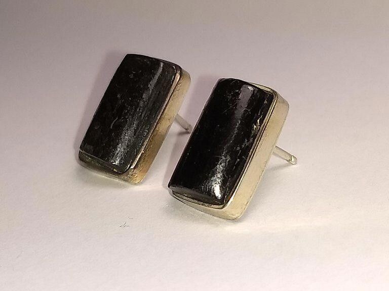 Designer Alberto Juan Mexican Sterling Silver Modern Jet Earrings Size ONE SIZE - 4 Thumbnail