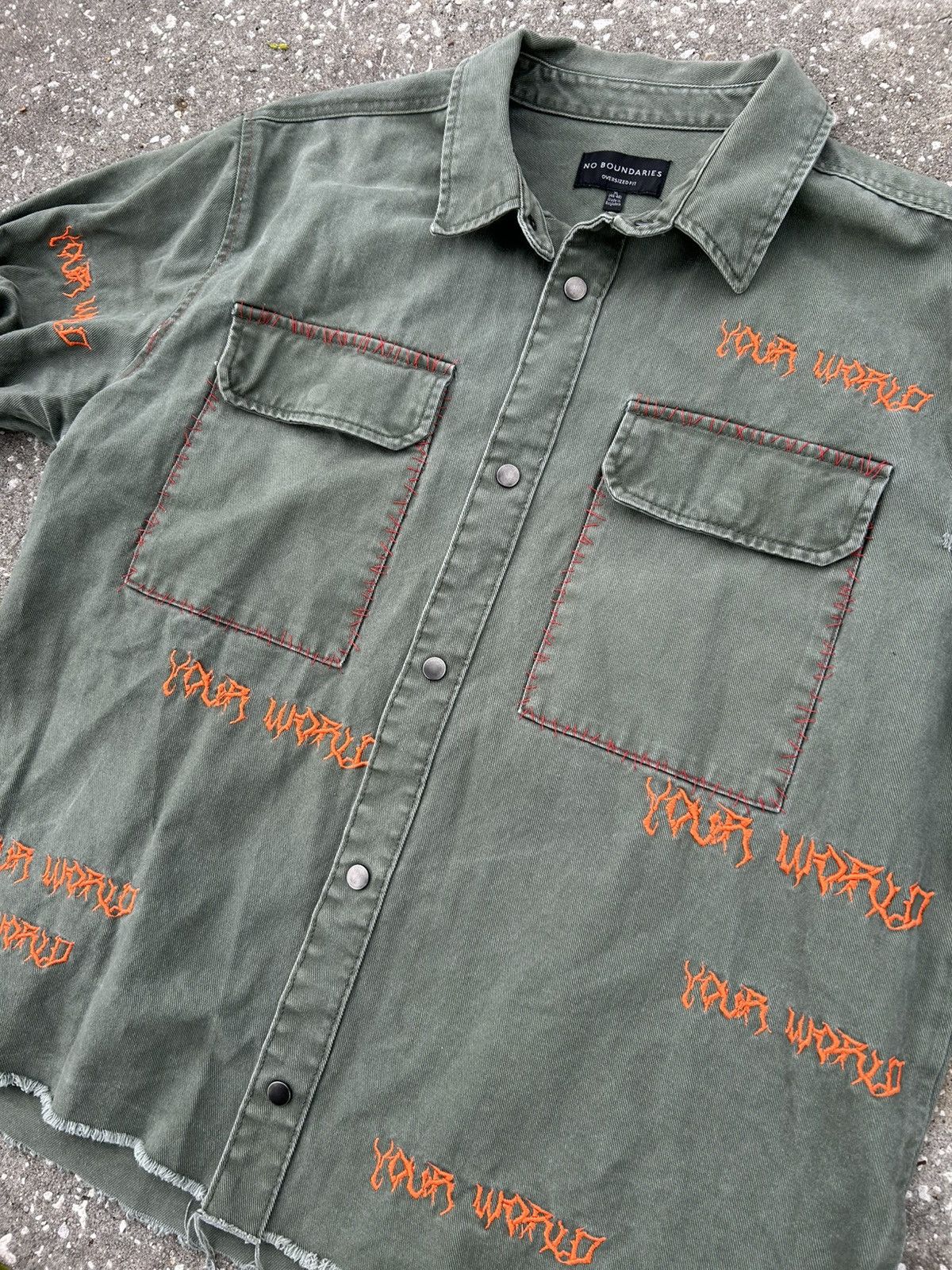 Other 1/1 Your World olive all over embroidery work shirt Size US XL / EU 56 / 4 - 2 Thumbnail