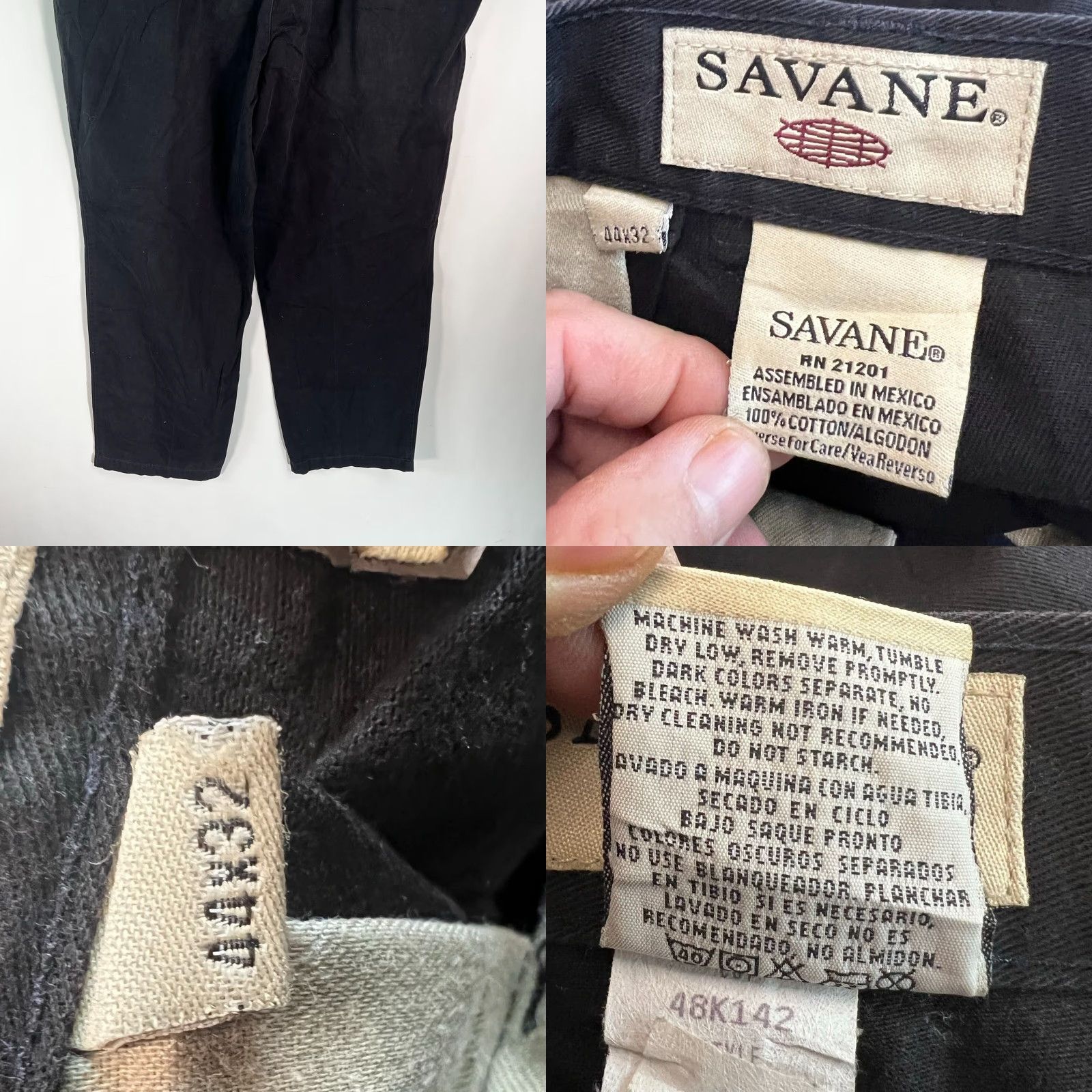 Savane Savane Mens Comfort Plus Waistband Black Dress Pants Size 44 Regular 32 Inseam Straight Leg Non- Vintage (Adult Men) Size US 44 / EU 60 - 8 Thumbnail