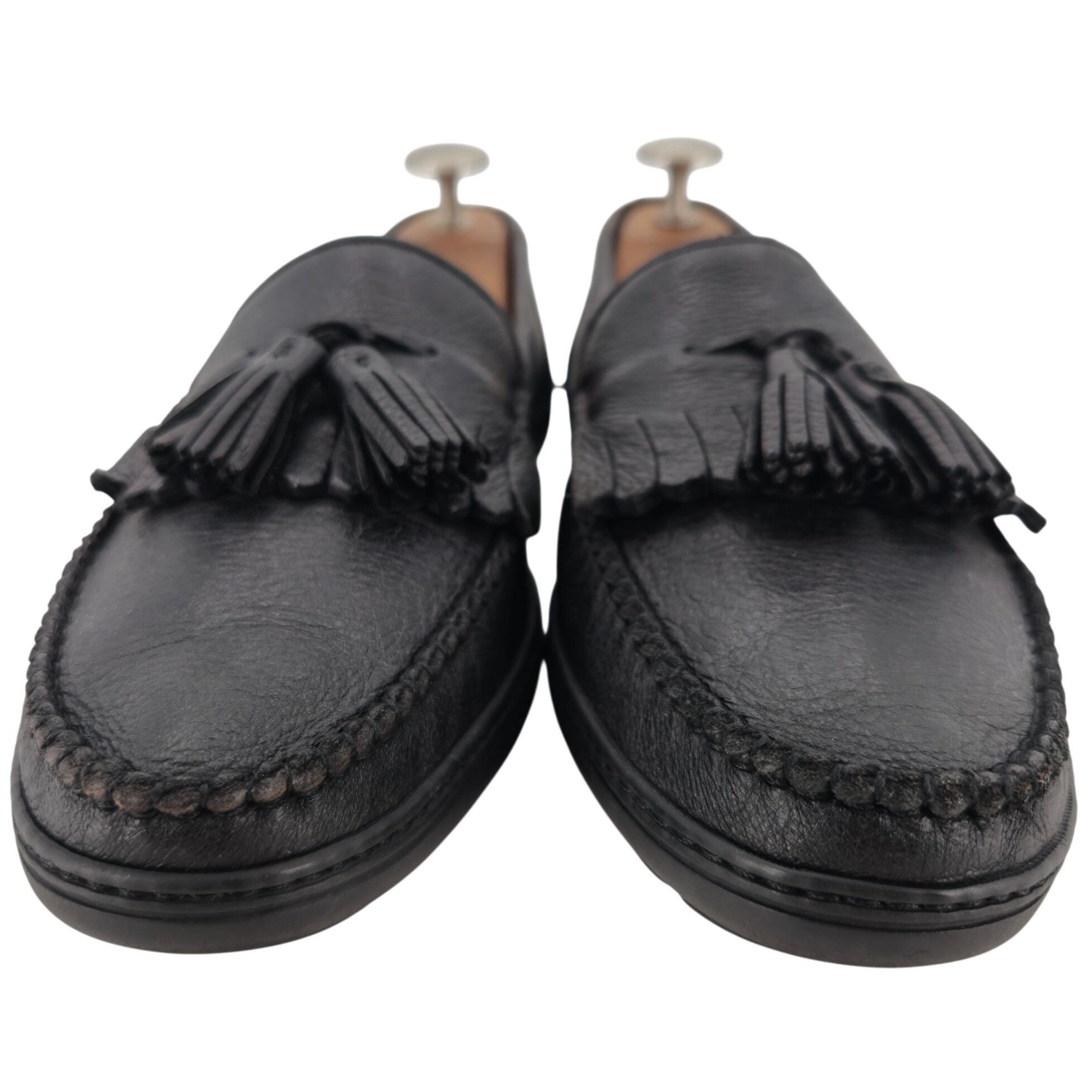 Bragano × Cole Haan Vintage Bragano Cole Haan Black Pebble Grain Tassel Loafers Size US 11.5 / EU 44-45 - 5 Thumbnail