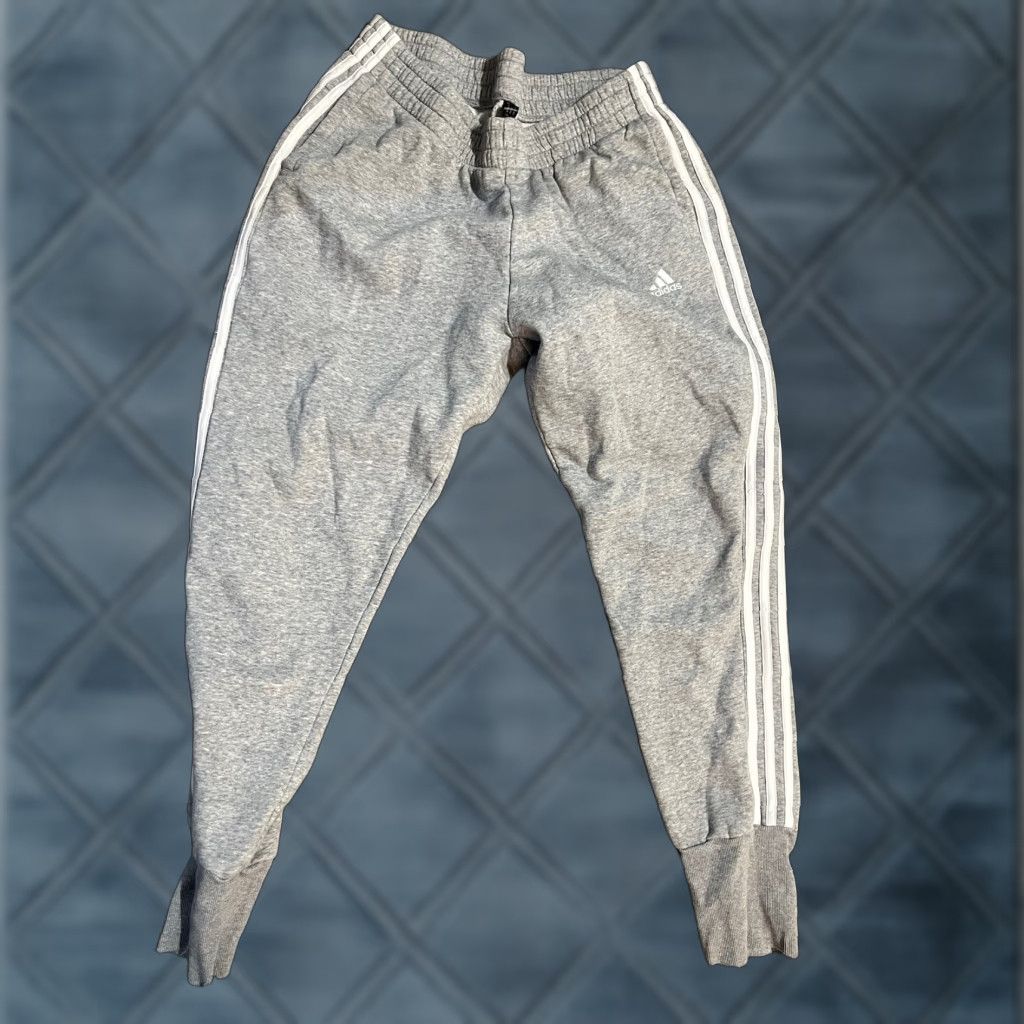 Adidas Adidas Women’s 1X Gray Jogger Sweatpants Striped Sweatpants Activewear Plus Size W/ White Stripes Womens Size 40" / US 18 - 1 Thumbnail