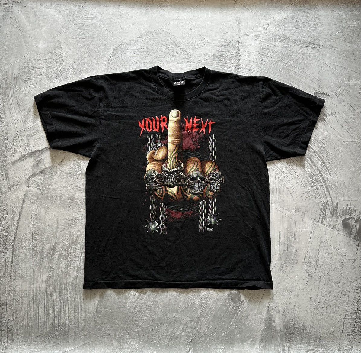 Vintage YOUR NEXT Vintage Biker Tee Double-Sided Print Skulls Chains Size US XL / EU 56 / 4 - 2 Thumbnail