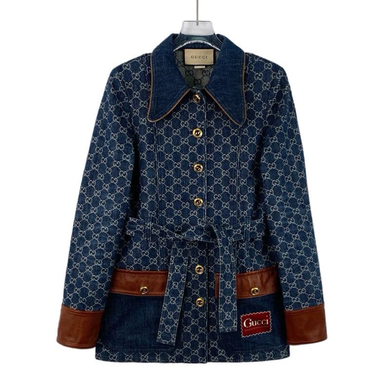 Gucci Gucci Dark blue logo jacquad full print cotton lapel singl Size XS / US 0-2 / IT 36-38 - 1 Thumbnail