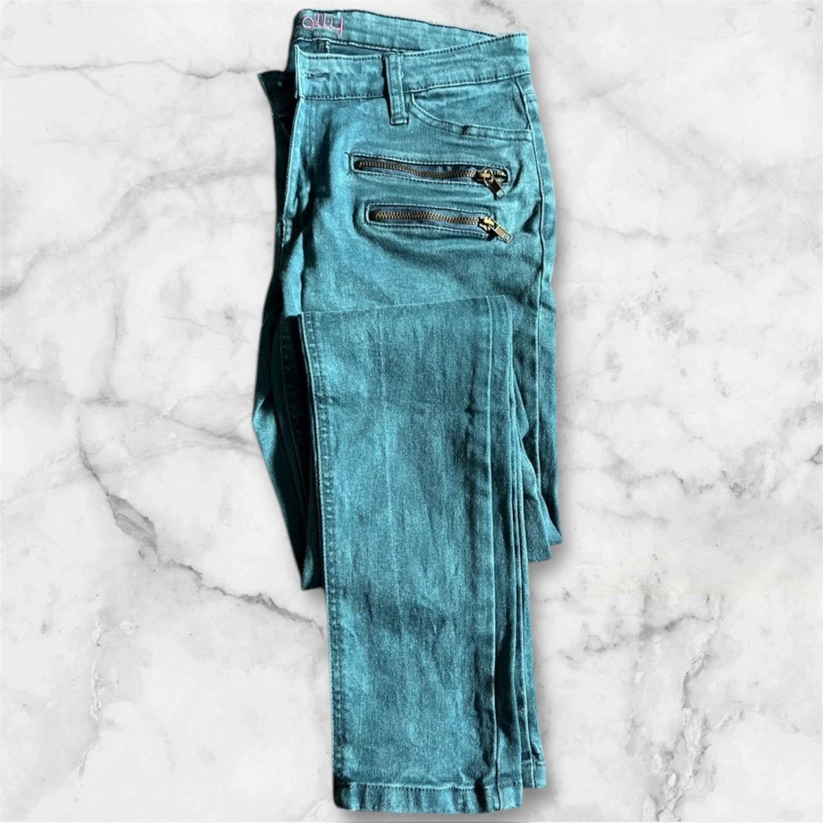 Other Ally Streetwear Green Zipper Jeans Size 12 Size 34" / US 12 / IT 48 - 4 Thumbnail