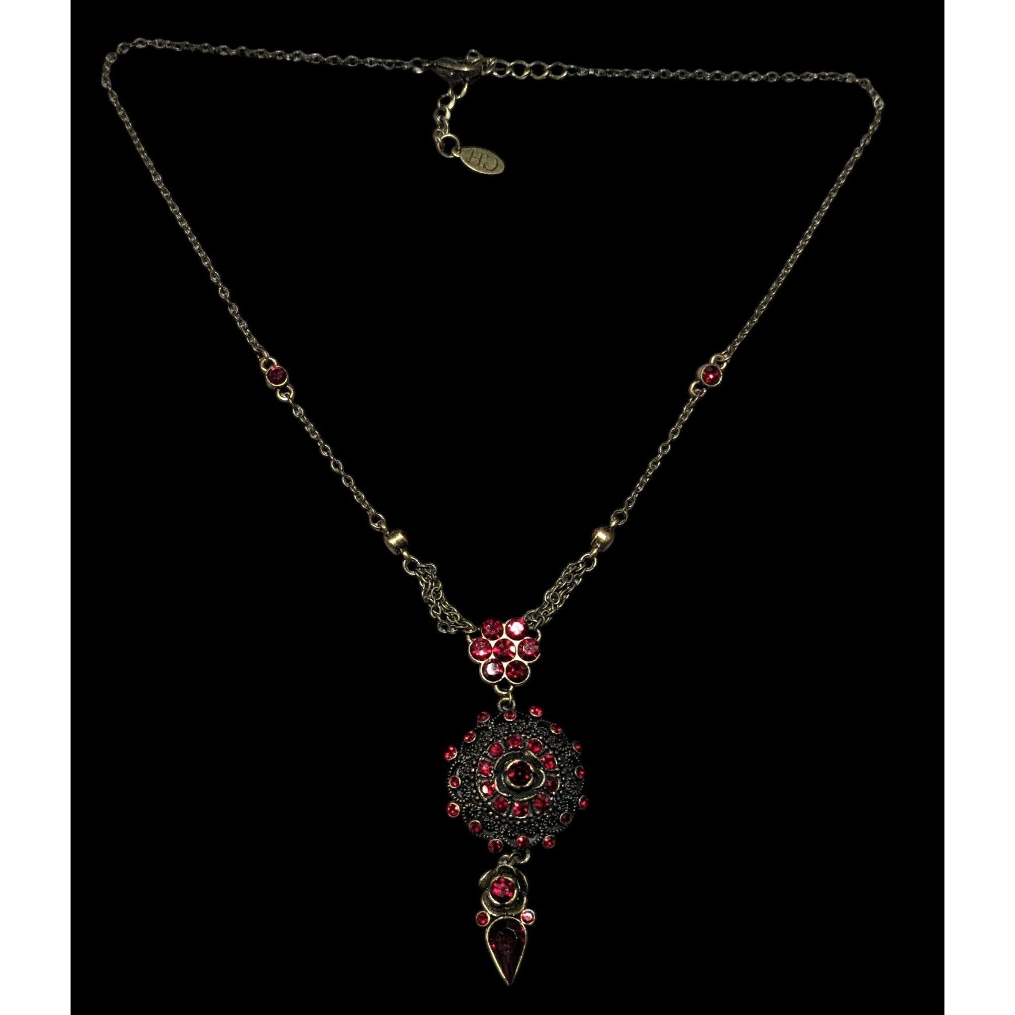 Other Vintage Crazy Horse Gothic Vampire Gemmed Necklace Size ONE SIZE - 2 Thumbnail