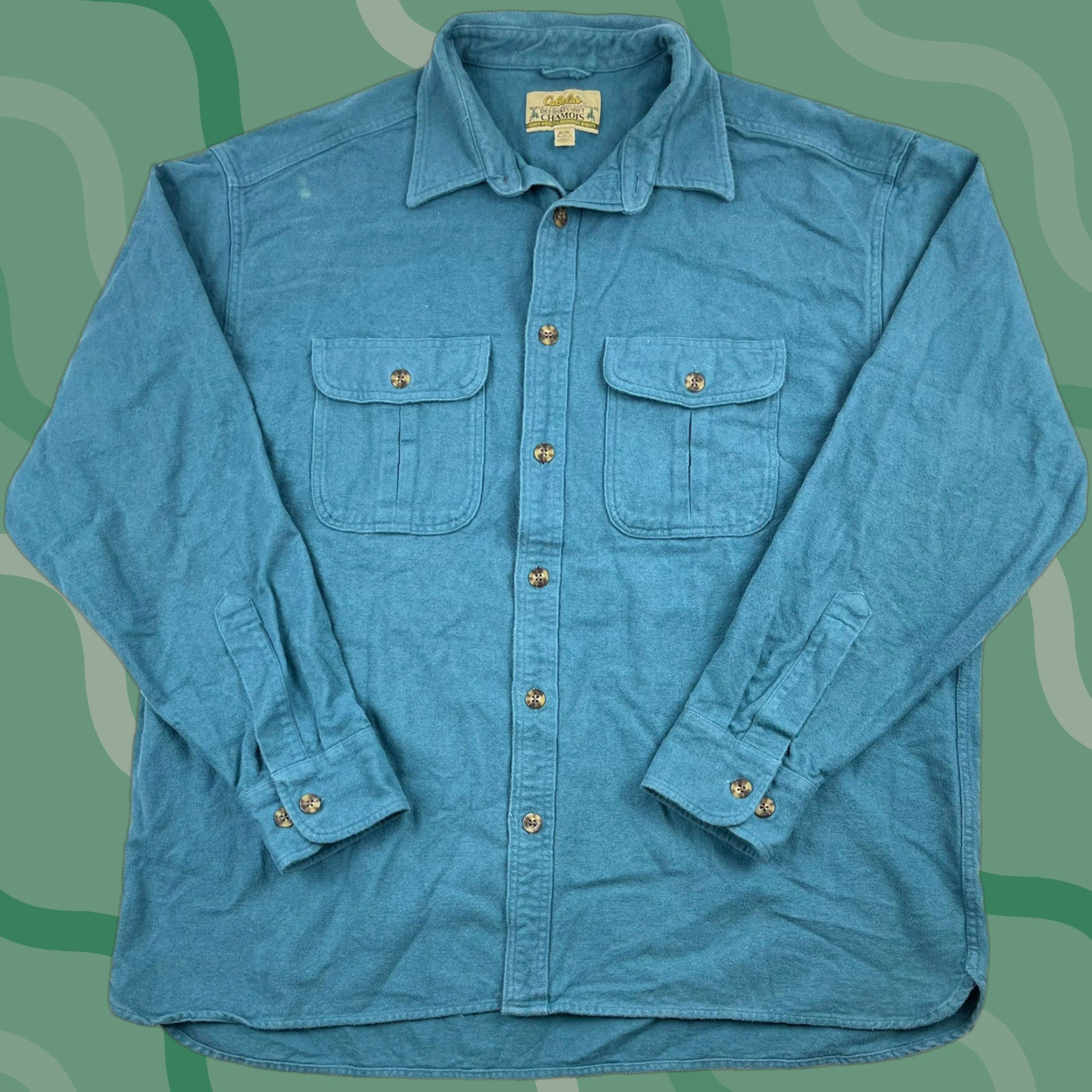 Vintage VINTAGE Cabelas Outdoor Chamois Button-Up Shirt Blue XL Mens Size US XL / EU 56 / 4 - 1 Thumbnail