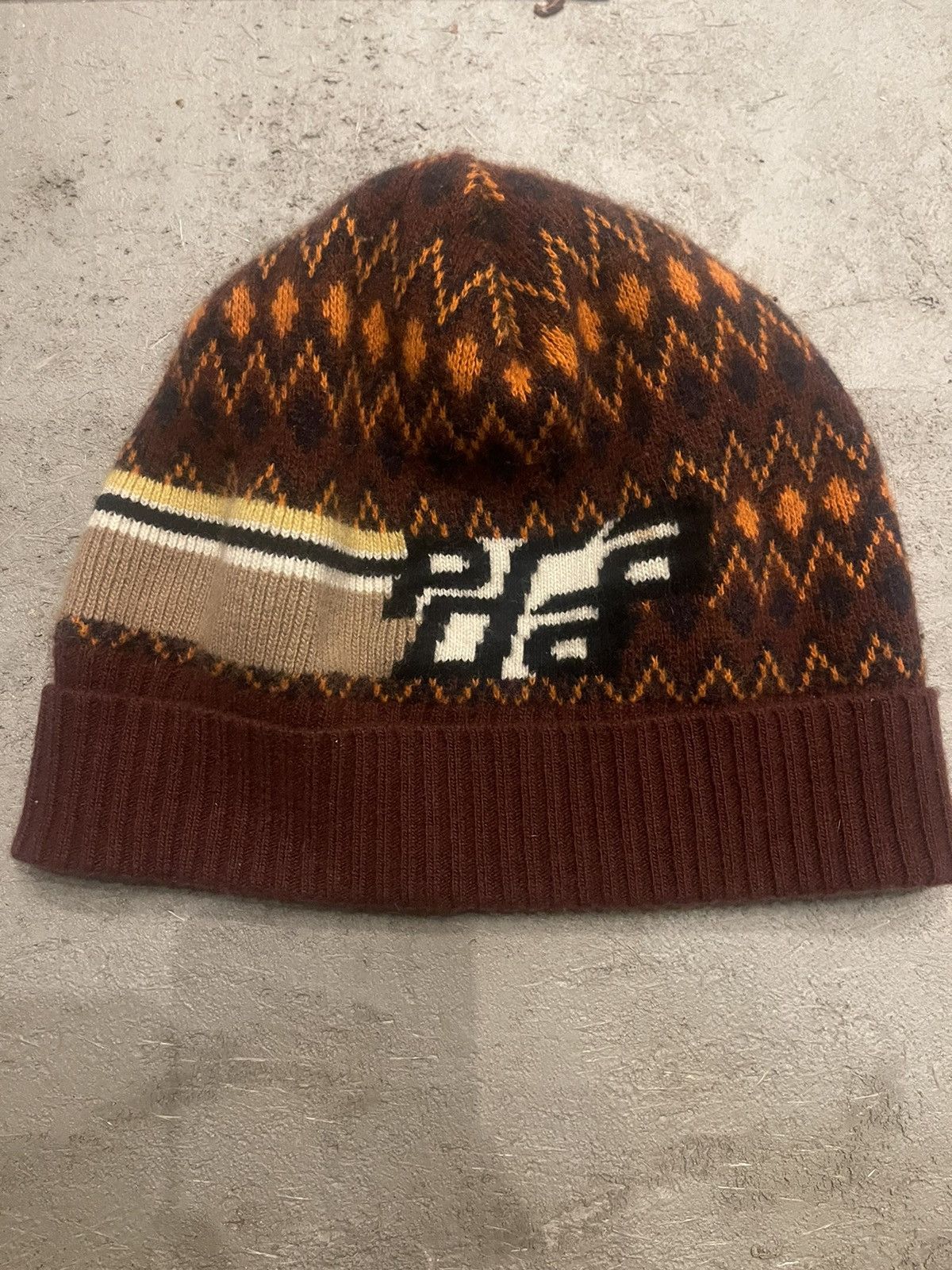 image of Fw18 Prada Sport Knit Beanie in Burgundy, Men's