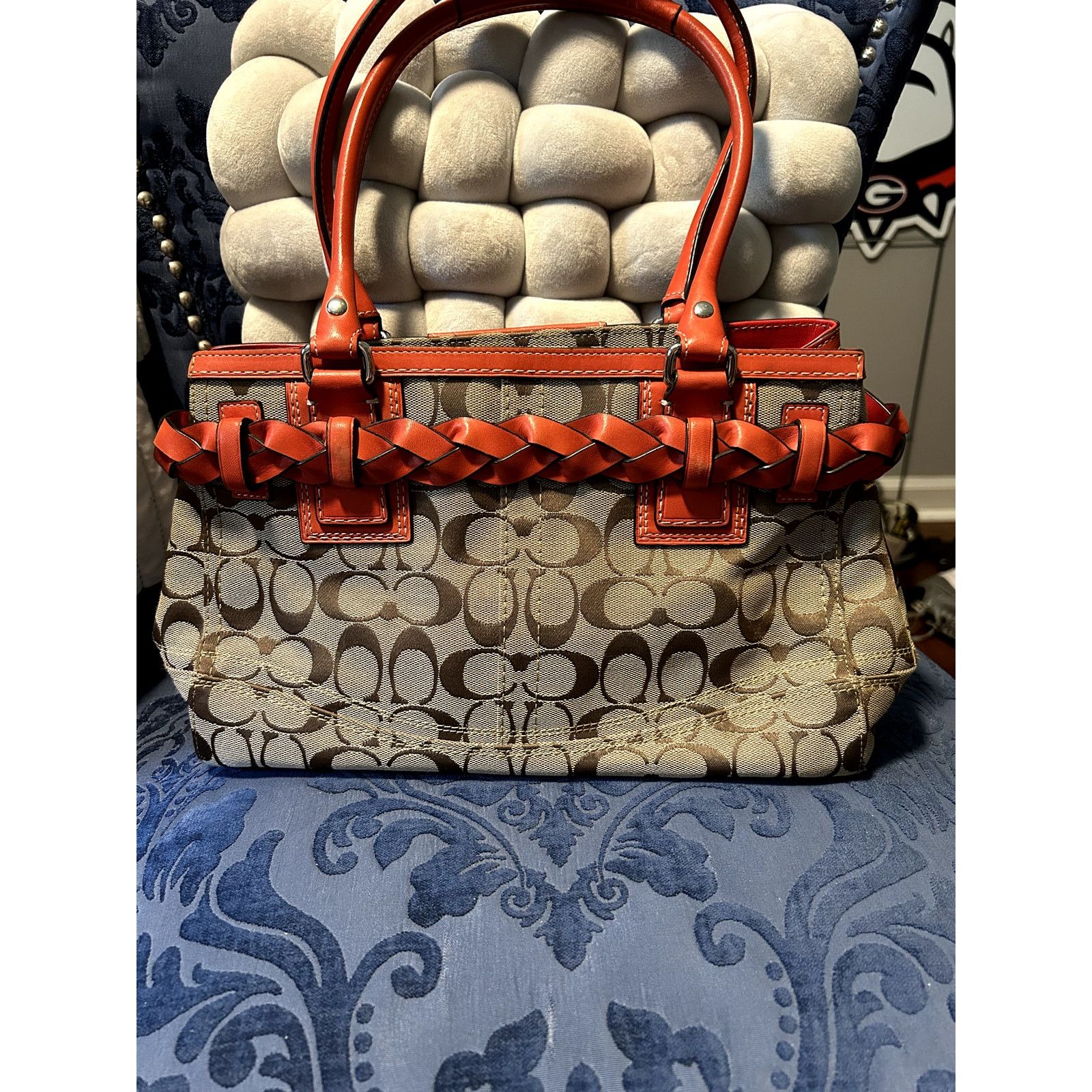 Coach Coach Signature Logo Hampton Red Braided Leather Size ONE SIZE - 6 Thumbnail