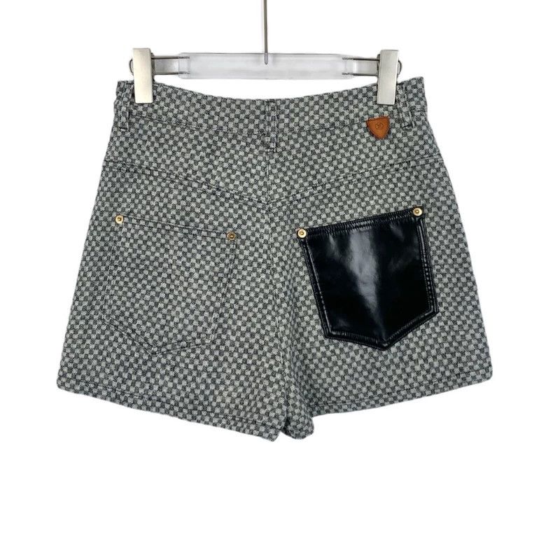 Louis Vuitton Louis Vuitton 22 Grey Checker Cotton Casual Denim Shorts Size 37" - 2 Thumbnail