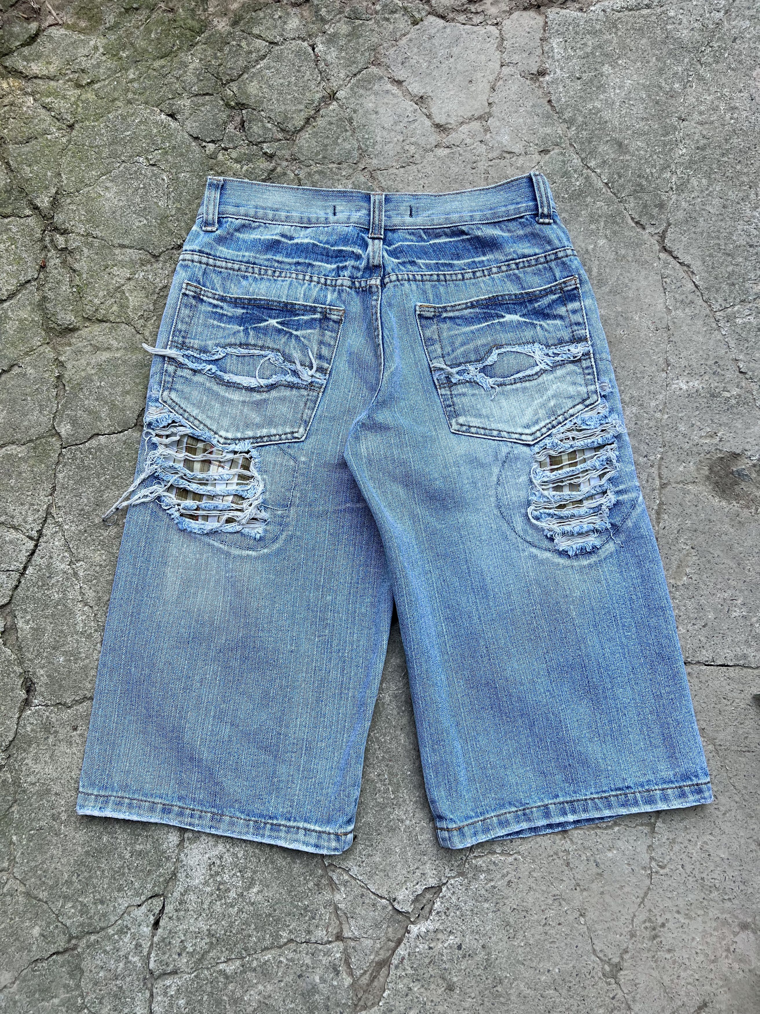 Japanese Brand 🥶Y2K Vintage Ripped Distressed Thrashed Denim Long Shorts Size US 30 / EU 46 - 11 Thumbnail
