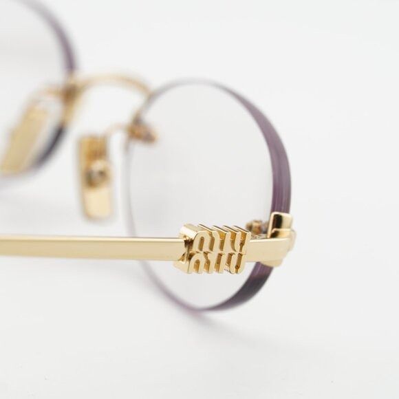 Miu Miu Miu Miu MUA54S 5AK08N Sunglasses Gold Oval Frame Size ONE SIZE - 7 Thumbnail
