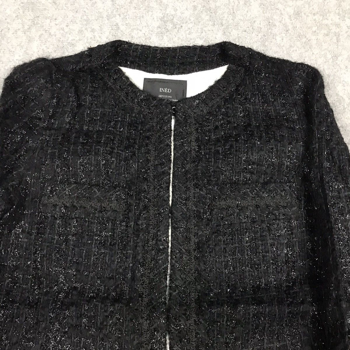 Japanese Brand INED BLACK TWEED JACKET Size S / US 4 / IT 40 - 4 Thumbnail