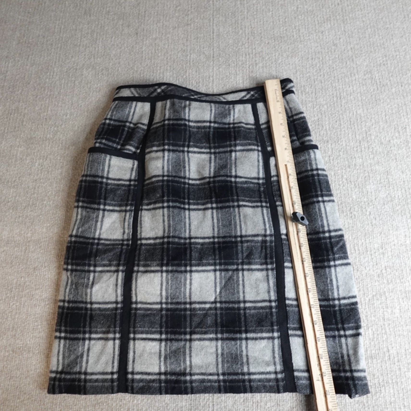 Adam Lippes Adam Lippes Skirt Women Gray 8 Plaid Wool Cashmere Blend Silk Lining A-Line Short Lined Dry Clean Only Italy Vintage No Size 30" / US 8 / IT 44 - 2 Thumbnail