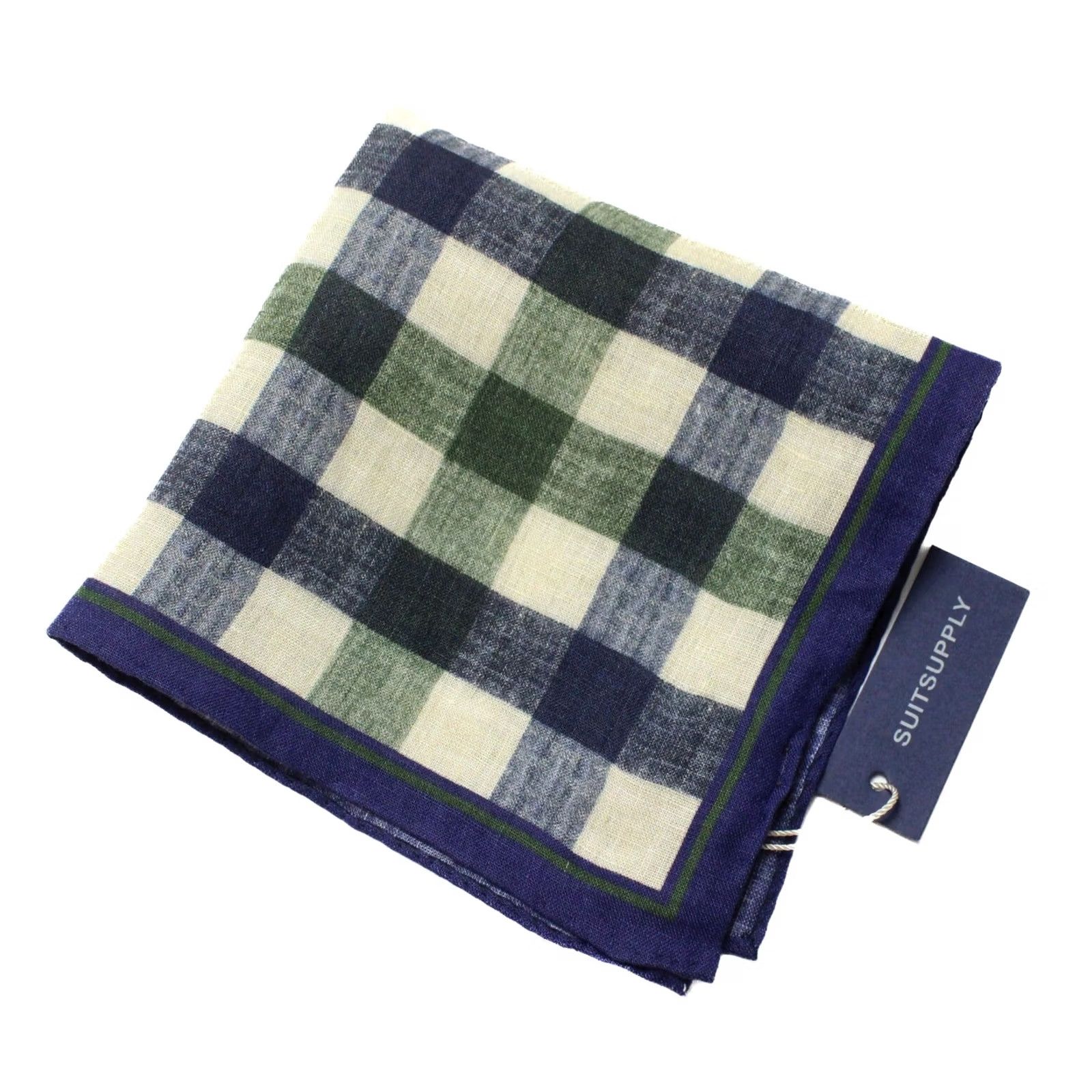 Suitsupply Suitsupply Suit Mens ONE SIZE Multicoloured Pocket Check Green Handkerchief Men Linen Formal Size ONE SIZE - 2 Thumbnail