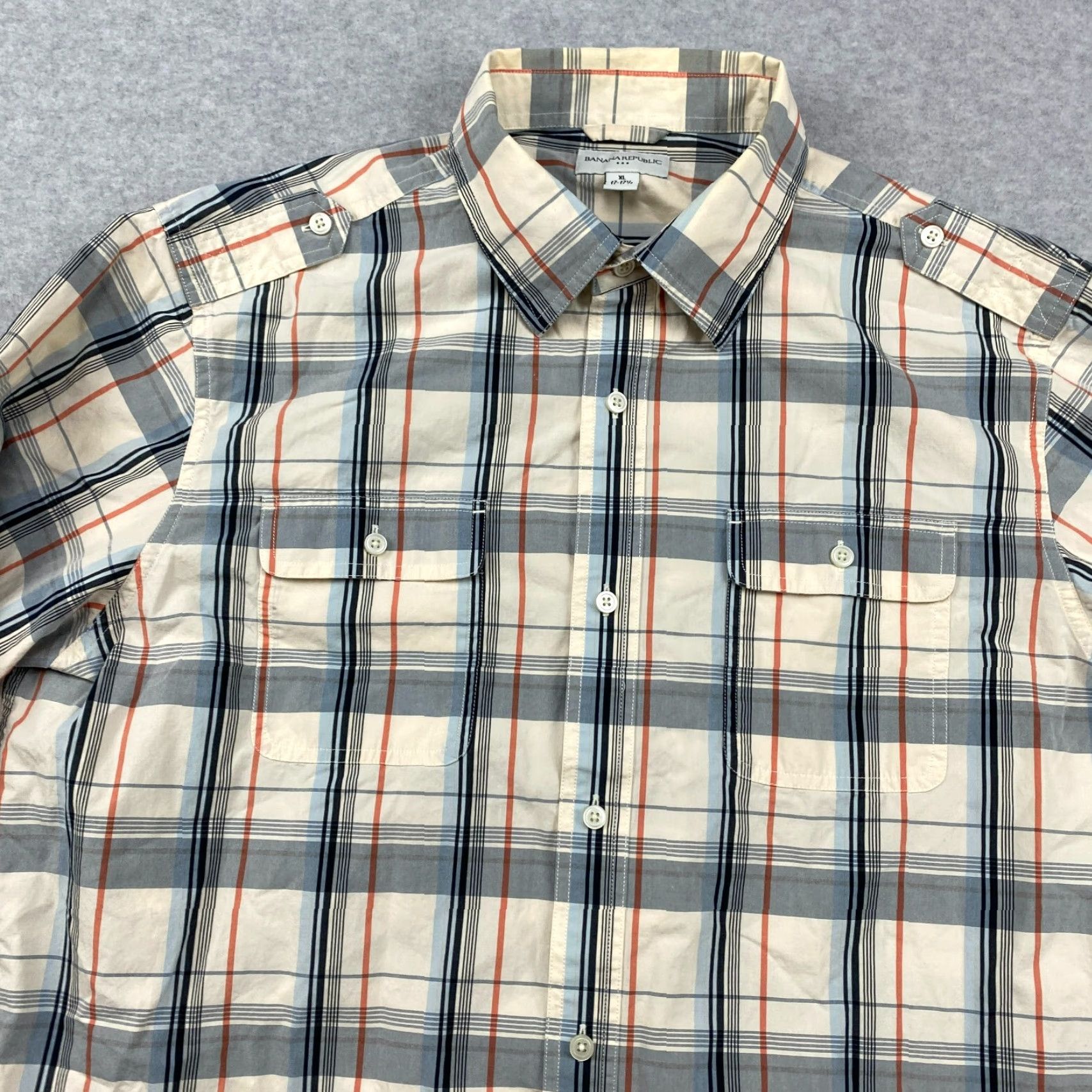 Banana Republic Banana Republic Shirt Mens XL Multicolor Plaid Long Sleeve Flap Pocket Button-Up Size US XL / EU 56 / 4 - 2 Thumbnail