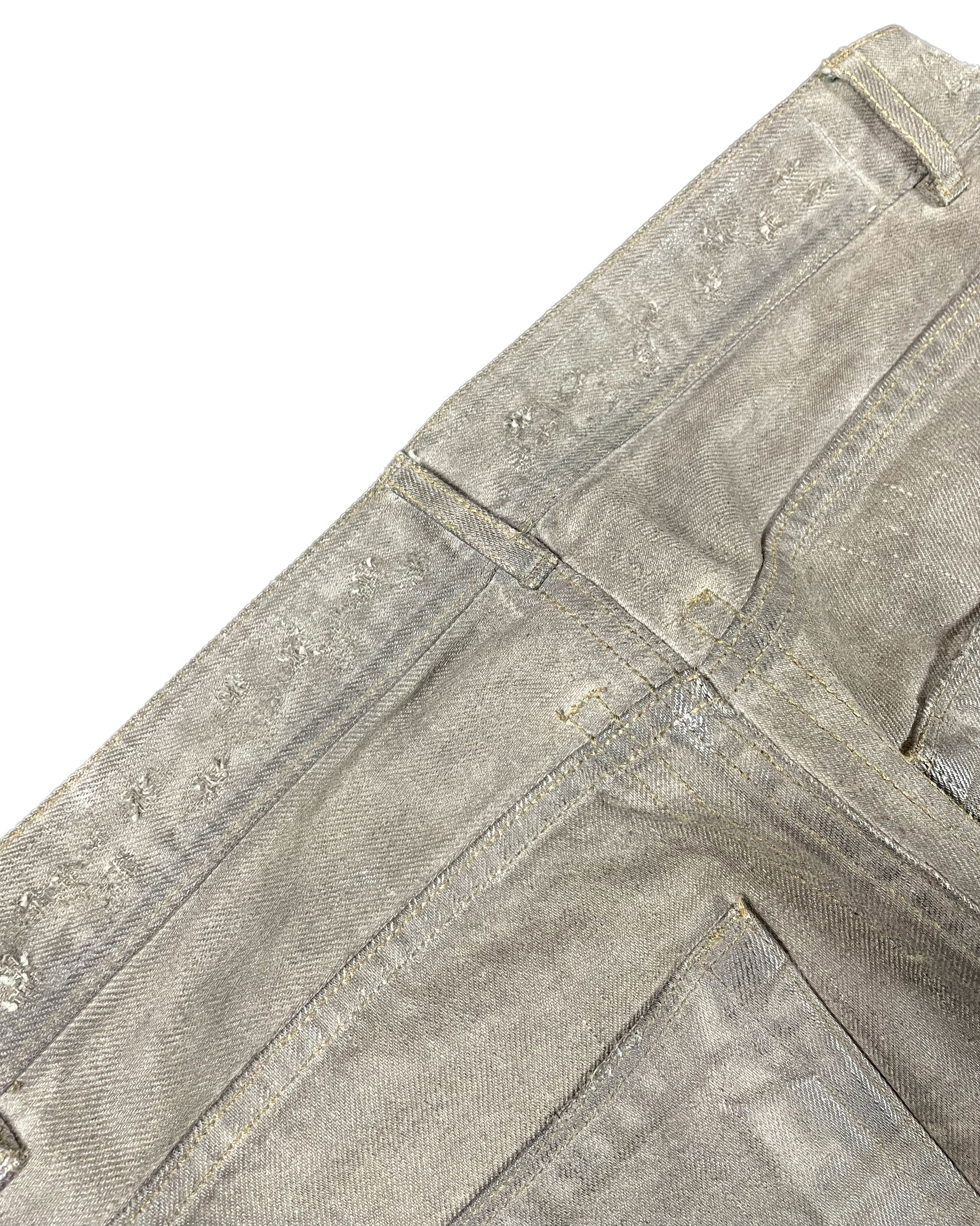 Rick Owens FW10 "GLEAM" SILVER MUD WASH WAXED DETROIT CUT JEANS Size US 30 / EU 46 - 10 Thumbnail