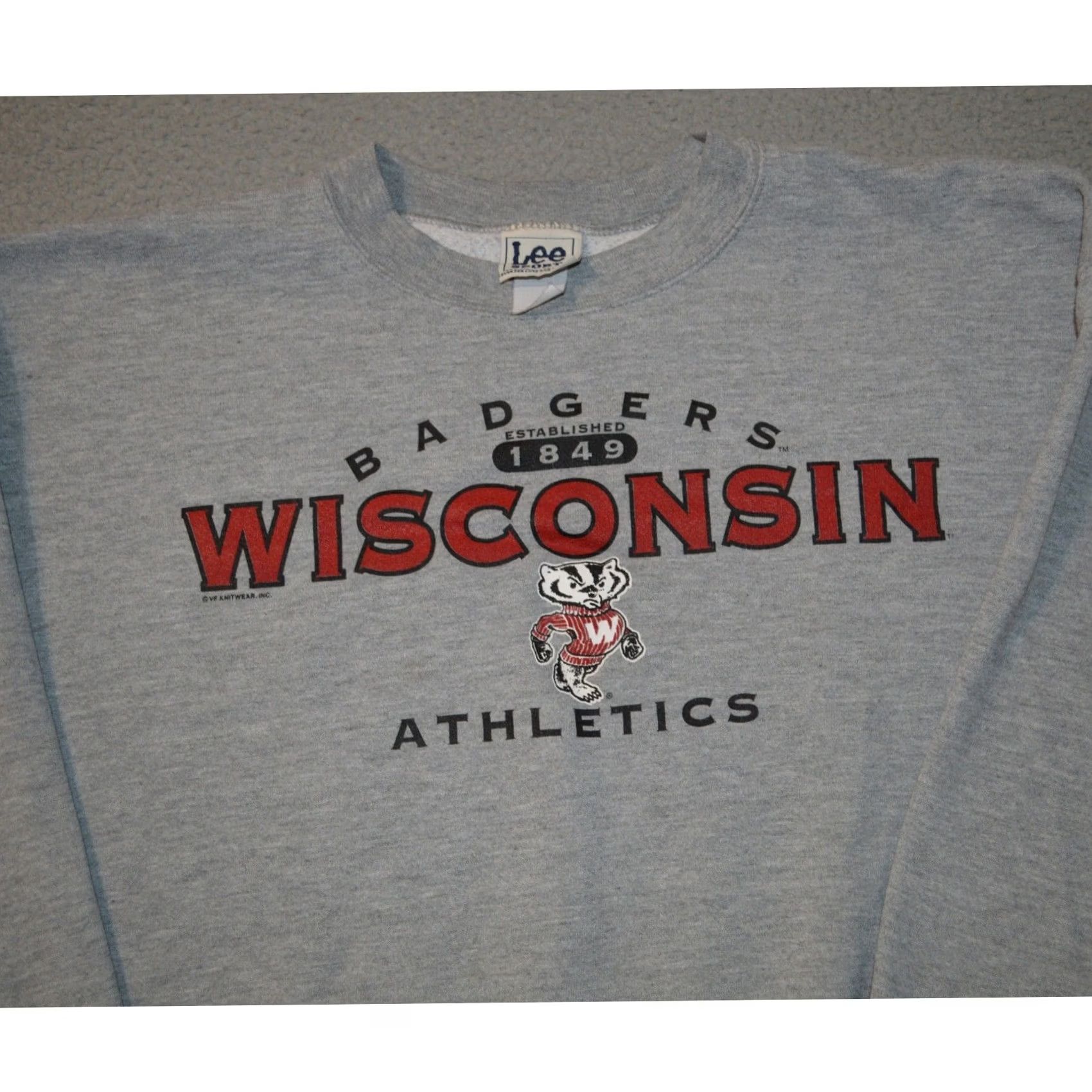 Lee VINTAGE Lee Sport Wisconsin Badgers Sweatshirt Large Gray Athletics Mens Size US L / EU 52-54 / 3 - 2 Thumbnail