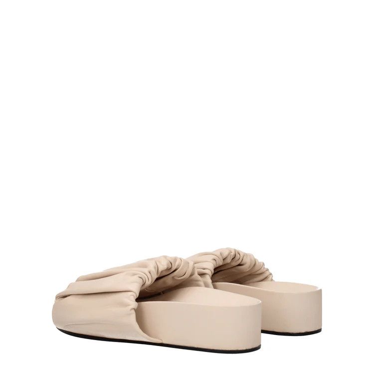 Jil Sander ob1o1e1124 Leather Slippers in Beige Size US 7 / IT 37 - 4 Thumbnail