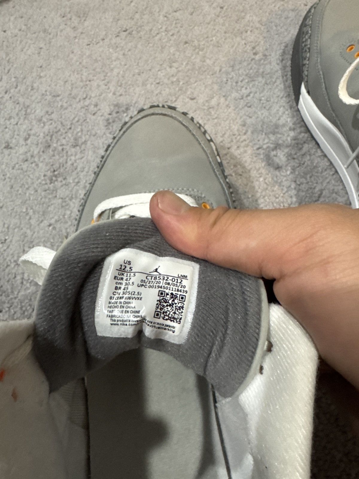 Jordan Brand Jordan 3 Cool Grey Size US 12.5 / EU 45-46 - 6 Thumbnail