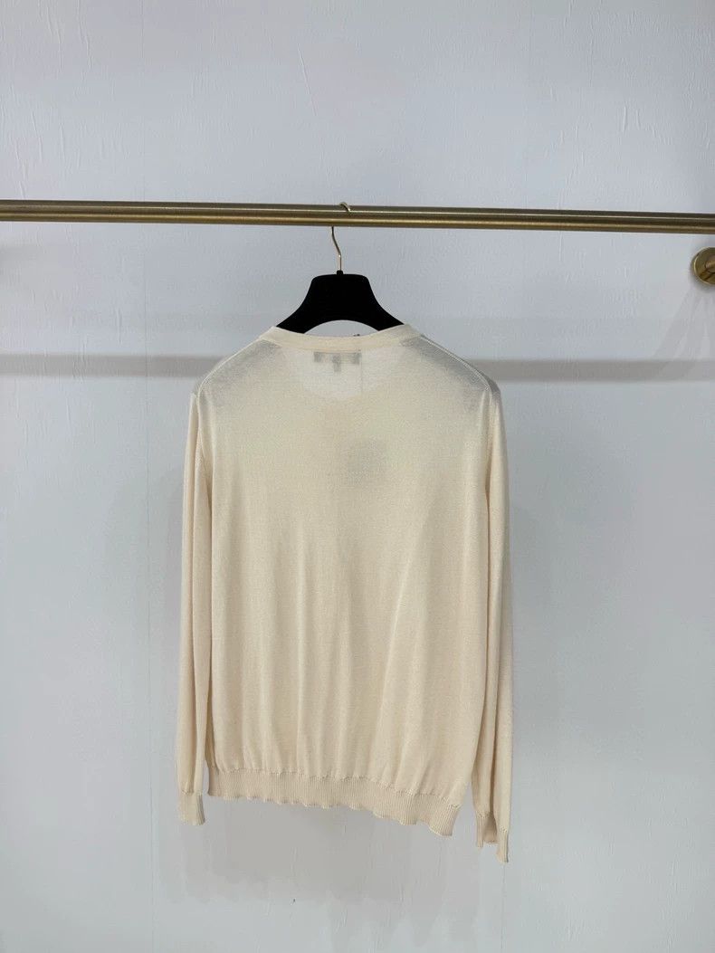 Loro Piana LORO PIANA Light beige silk cashmere cardigan with mother- Size M / US 6-8 / IT 42-44 - 5 Thumbnail