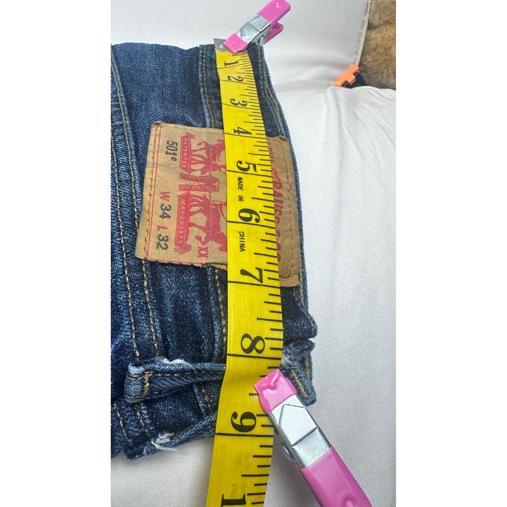 Levi's Levis 501 Jeans Mens W34 L32 Original Blue Denim Straight Fi Size US 34 / EU 50 - 4 Thumbnail