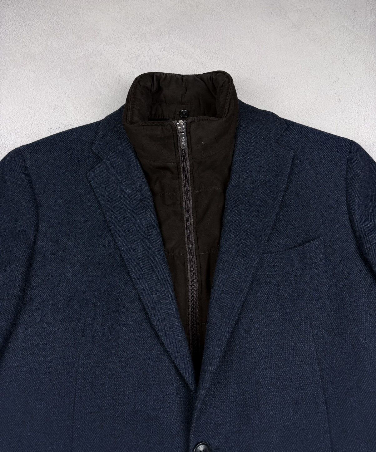 Boggi Boggi Milano Mens Blazer Navy Blue Size 54 Fit Quilted Lined Size 54R - 6 Thumbnail