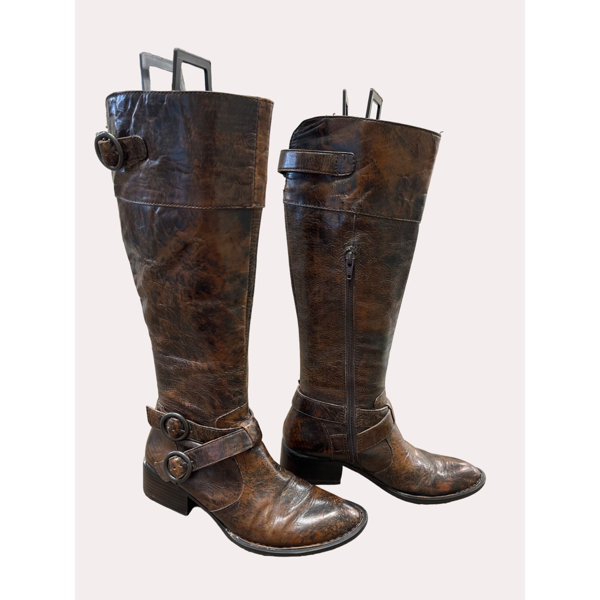 Vintage Born Crown women’s brown leather equestrian below knee boot Size US 4 / IT 34 - 4 Thumbnail