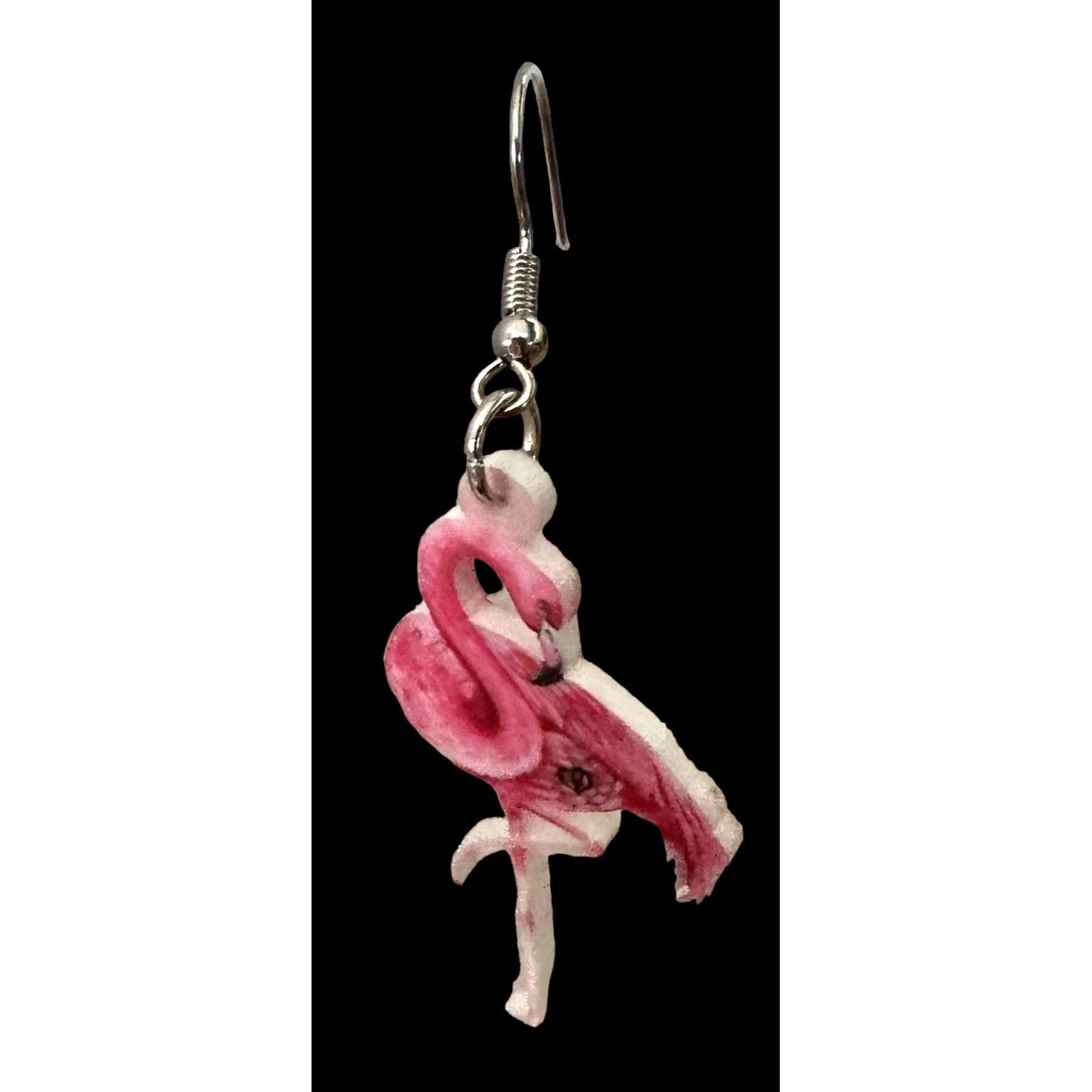 Handmade Pink Flamingo Earrings Dangle Hooks New Double Sided Las Veg Size ONE SIZE - 10 Thumbnail