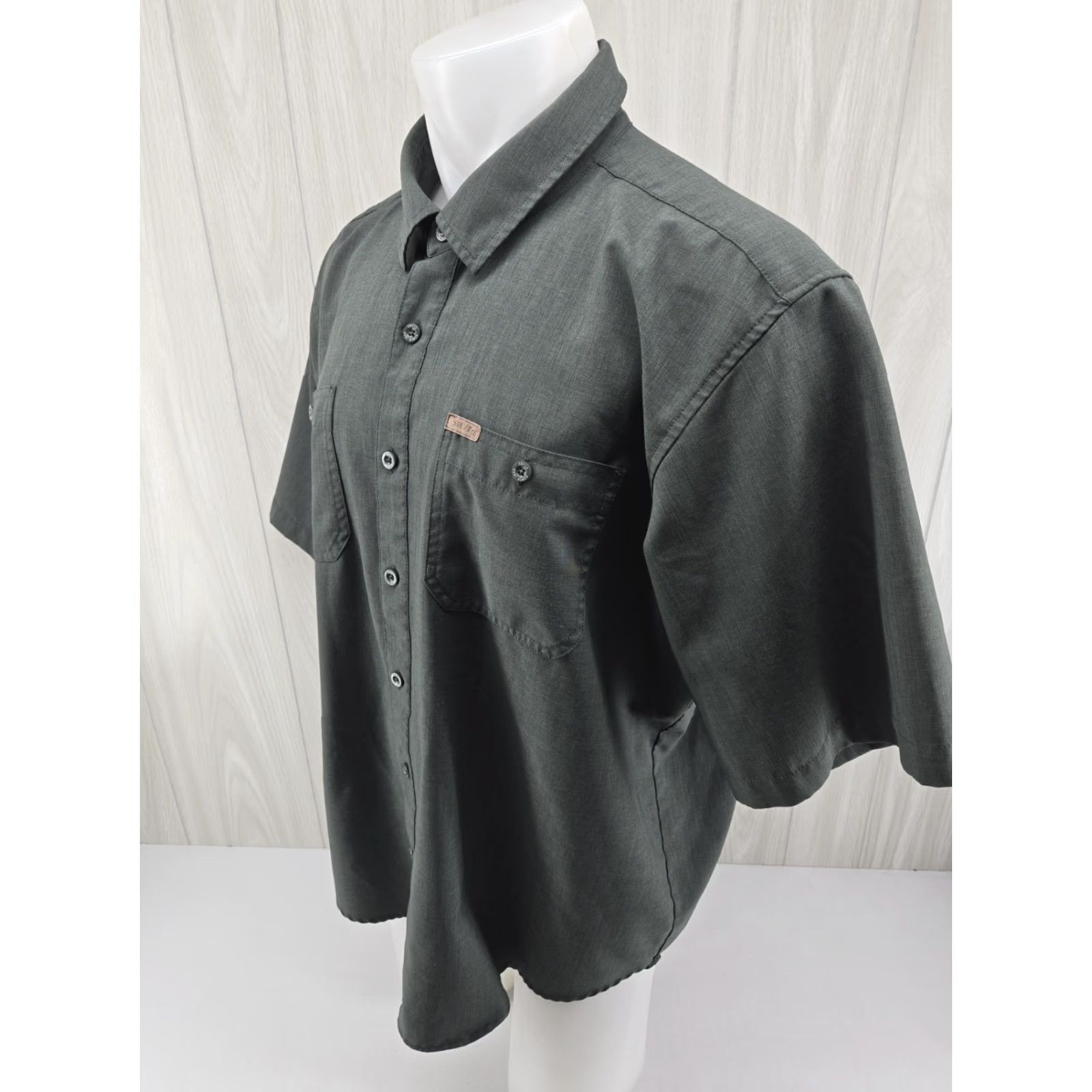 Orvis Orvis Short Sleeve Shirt Button Up Mens 2XL Polyester Hiking Fishing Outdoors Green Solid Size US XXL / EU 58 / 5 - 4 Thumbnail