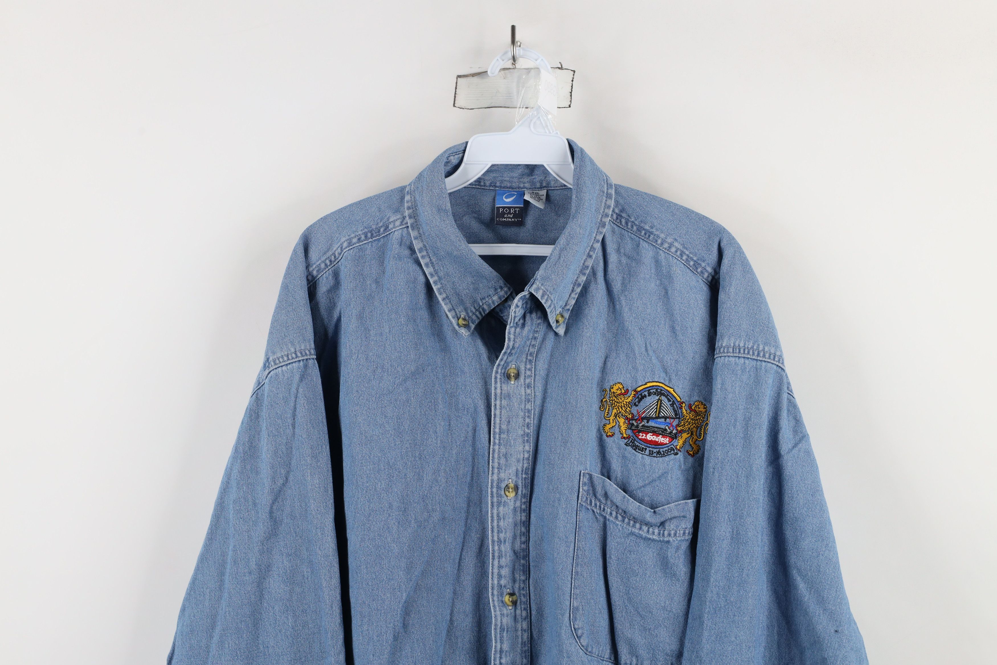Vintage Vintage Y2K 2009 American Festival Denim Button Shirt Blue Size US XXL / EU 58 / 5 - 2 Thumbnail