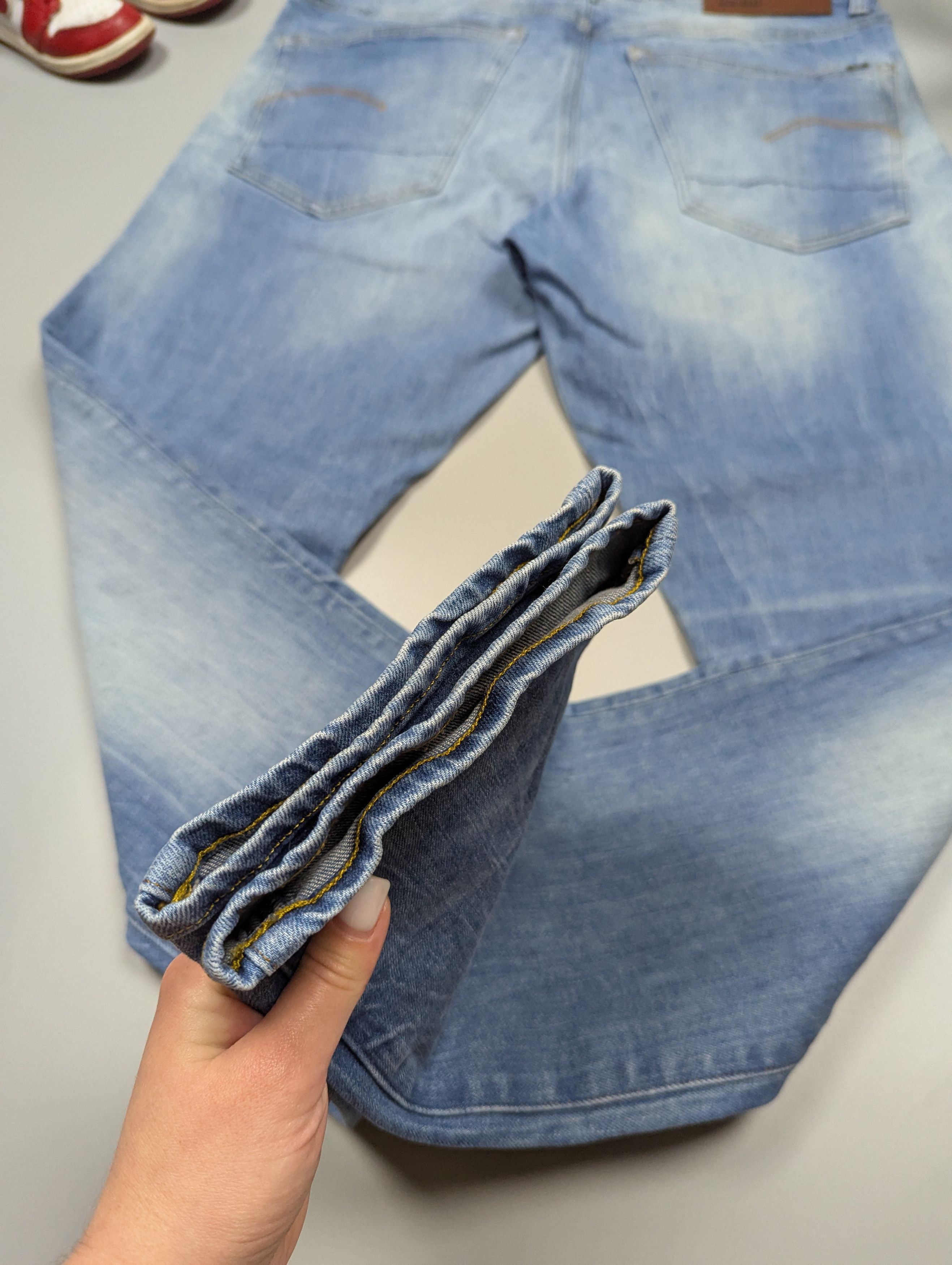 G-Star G - Star RAW Distressed Light Blue Straight Tapered Jeans Size US 33 - 13 Thumbnail