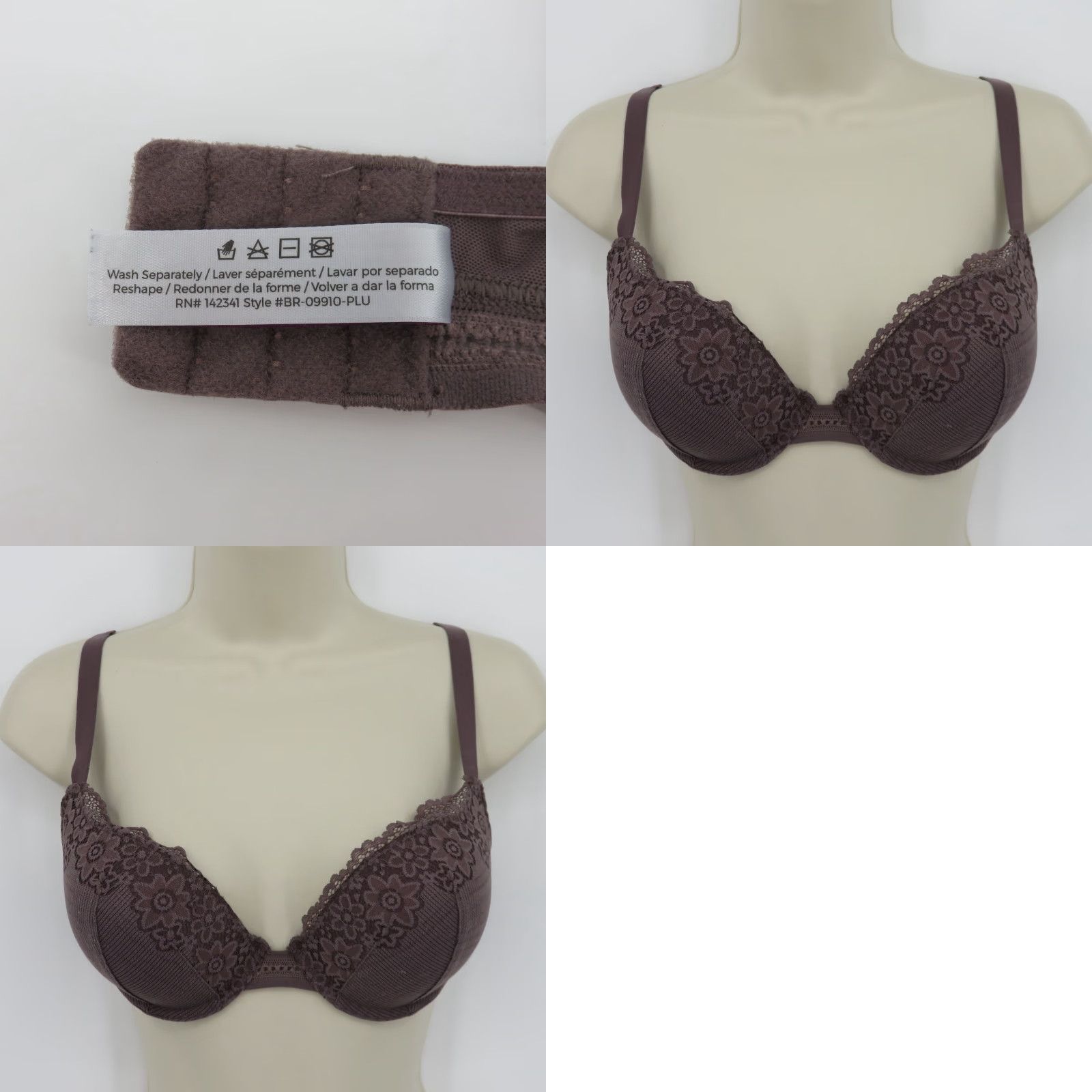 Vintage Adore Me Bra 36C Purple Push Up Underwire Padded Lace Size ONE SIZE - 9 Thumbnail