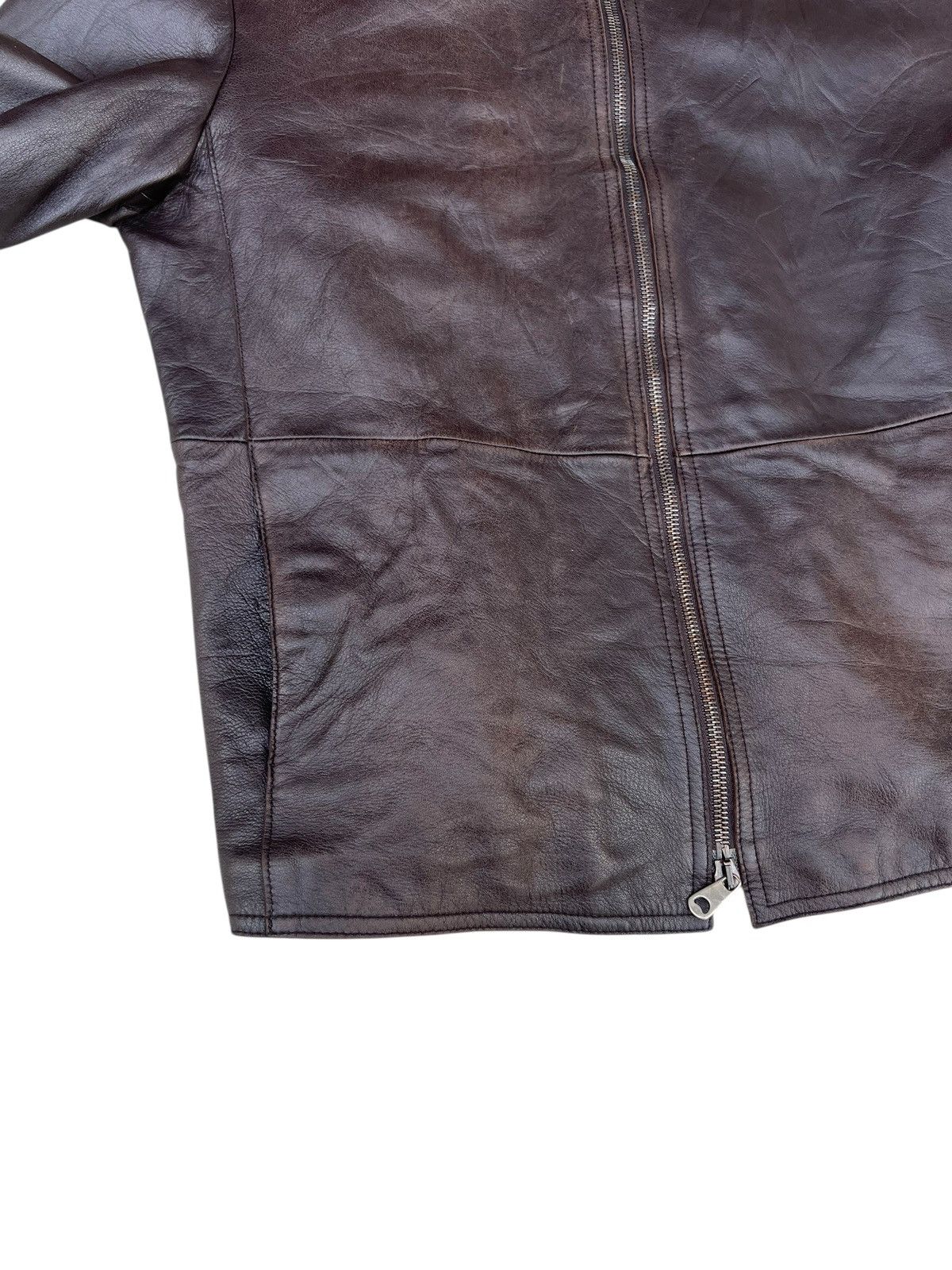 Emporio Armani Vintage Emporio Armani Faded Patina Leather Racer Jacket Size US M / EU 48-50 / 2 - 7 Thumbnail