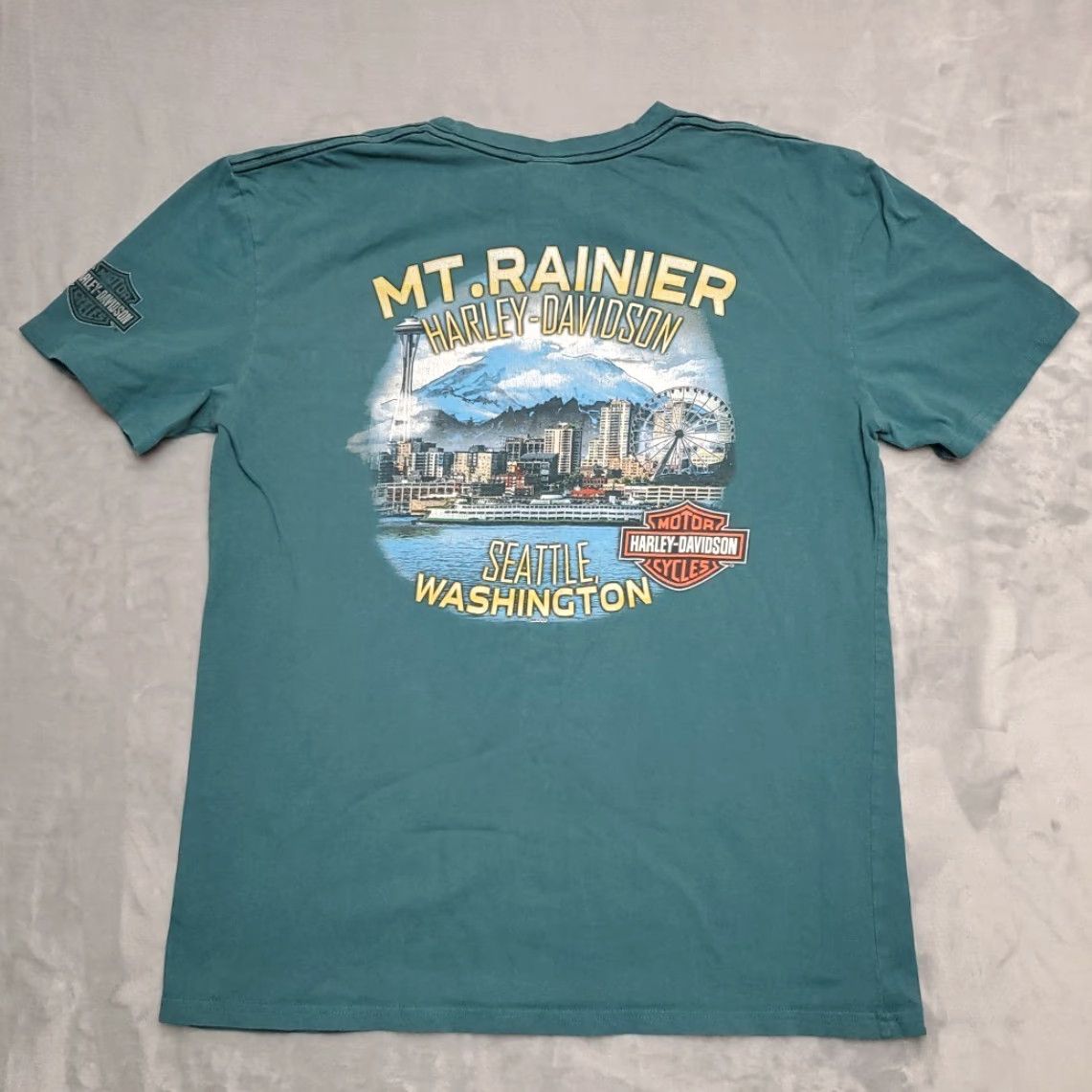 Harley Davidson VINTAGE Harley-Davidson Shirt Men L Green MT Rainier Seattle Washington Motorcycles Bike Size US L / EU 52-54 / 3 - 5 Thumbnail
