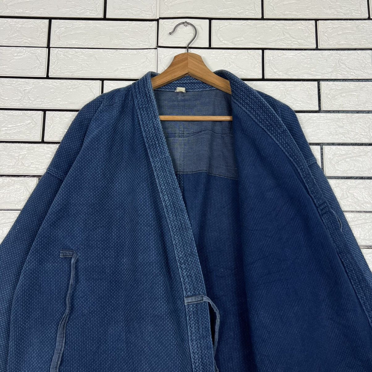 Japanese Brand Vintage Blue Indigo Sashiko Thick Weave Kimono #4113-C187 Size US XL / EU 56 / 4 - 10 Thumbnail