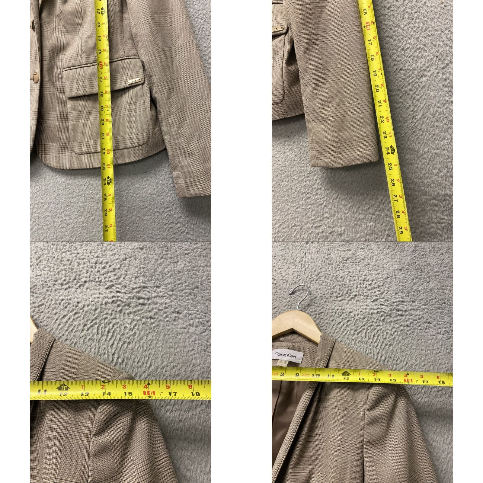 Calvin Klein CALVIN KLEIN VINTAGE Glen Plaid Pant Suit 2 Piece Set Blazer Trouser Women Size 4 Brown Workwear Skinny Fit Size 27" / US 4 / IT 40 - 8 Thumbnail