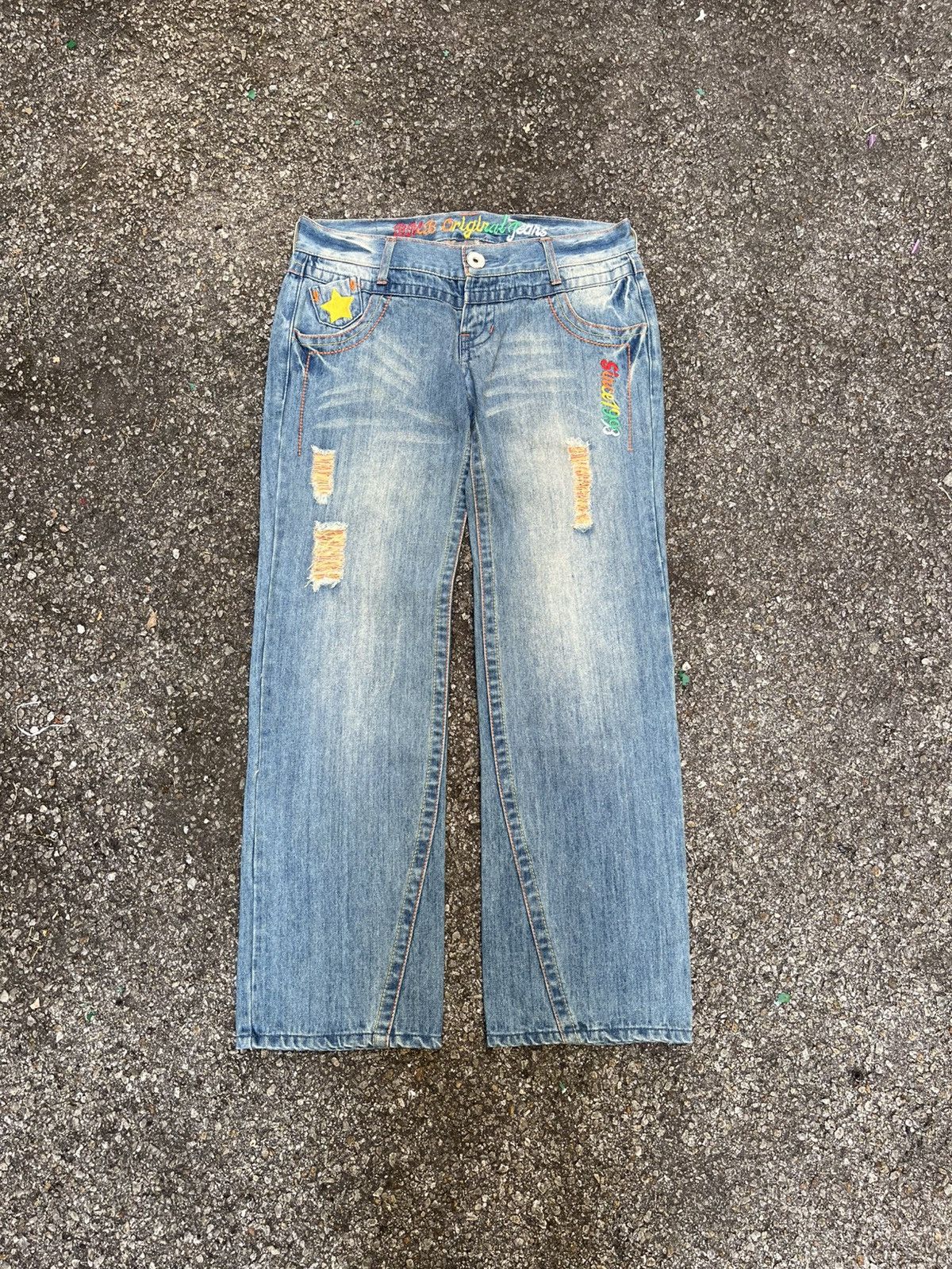Other Blue Moon Blue Rainbow Denim Distressed Jeans Faded Blue Size 29" - 2 Thumbnail