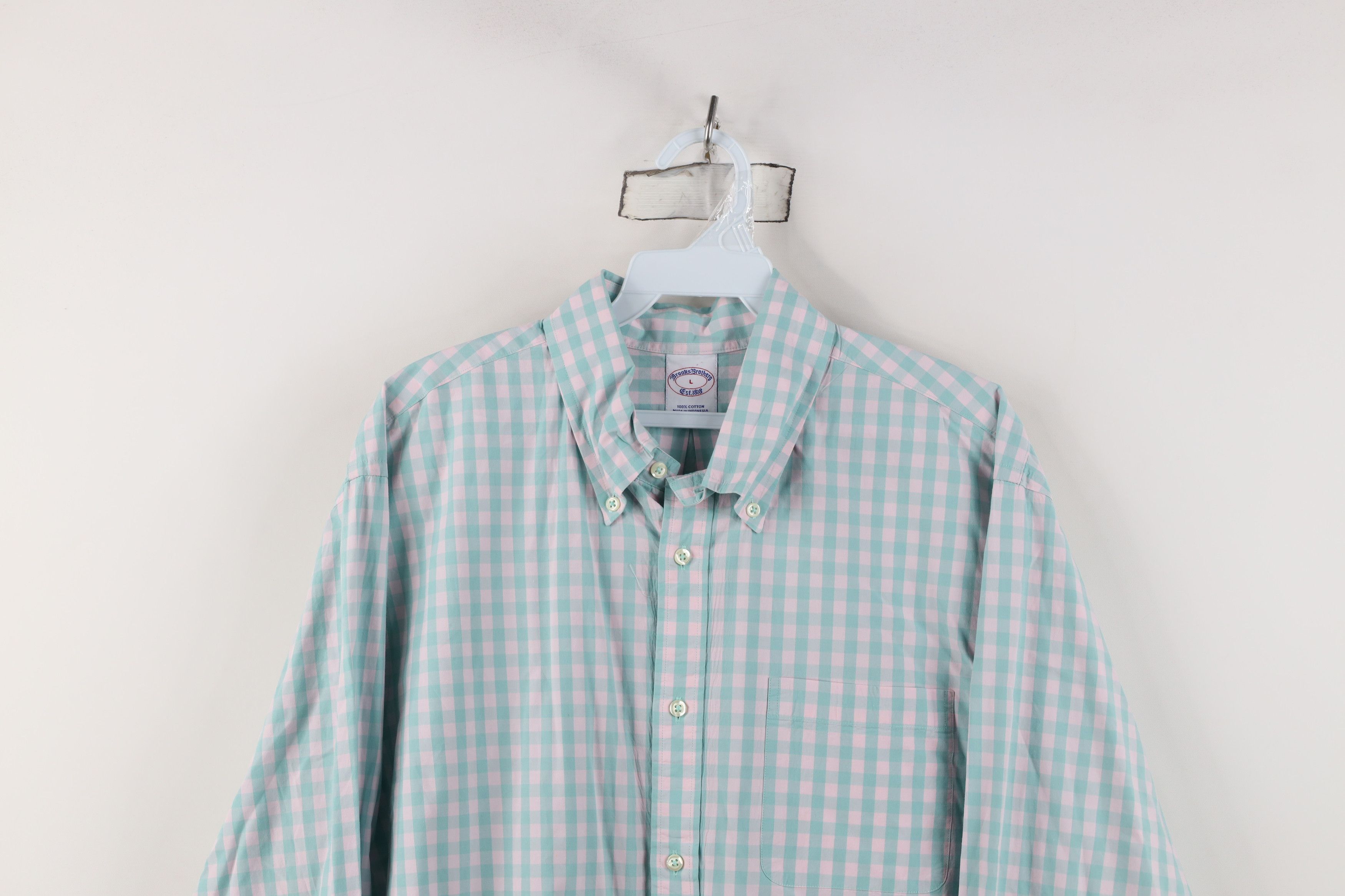 Brooks Brothers Brooks Brothers Cotton Button Down Shirt Pink Plaid OCBD Size US L / EU 52-54 / 3 - 2 Thumbnail