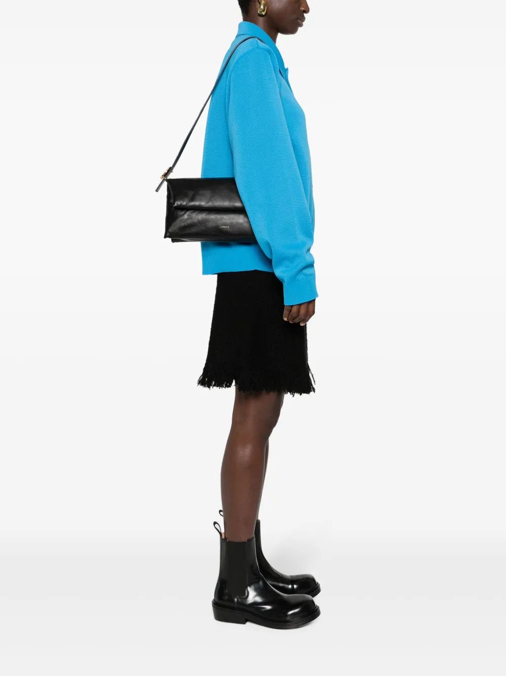 Jil Sander o1loc1c0426 Size:OS/Padded Leather Shoulder Bag in Black Size ONE SIZE - 5 Thumbnail