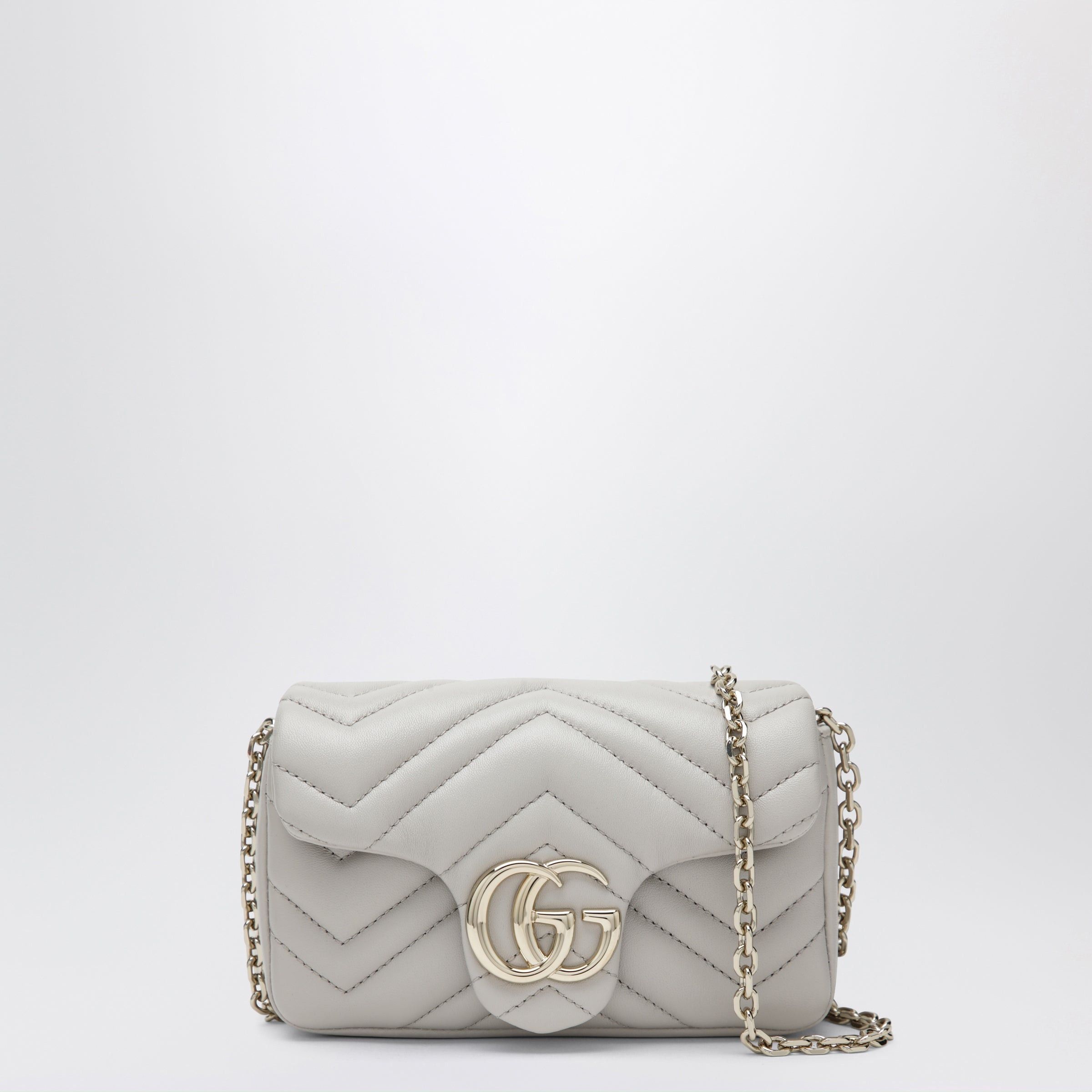 Gucci Gucci Gg Marmont Mini Shoulder Bag In Light Grey Leather Size ONE SIZE - 1 Thumbnail