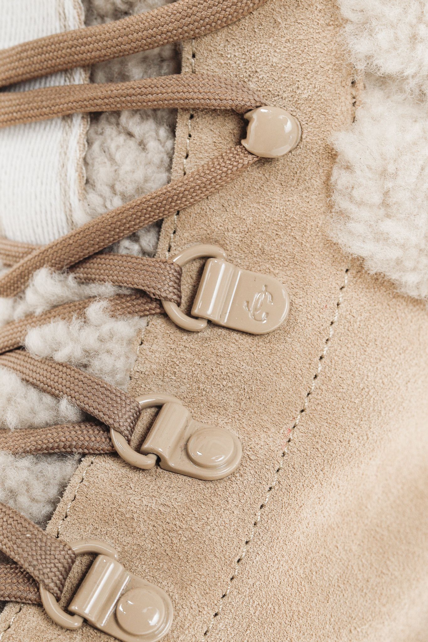 Jimmy Choo Jimmy Choo Eshe Stucco Suede Flat Shearling Hiking Boots Size US 8.5 / IT 38.5 - 8 Thumbnail
