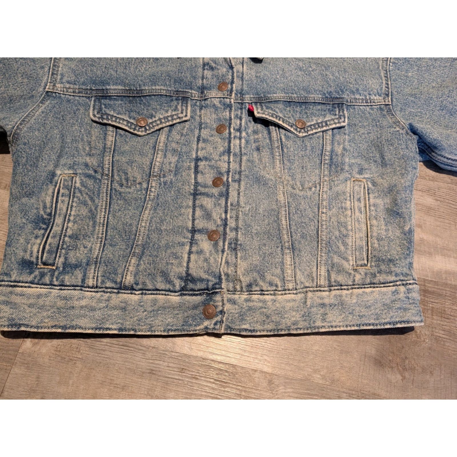 Levi's Levi's Women's Padded Trucker Denim Jacket Small Blue Oversized 90s Classic Size 28" / US 6 / IT 42 - 6 Thumbnail