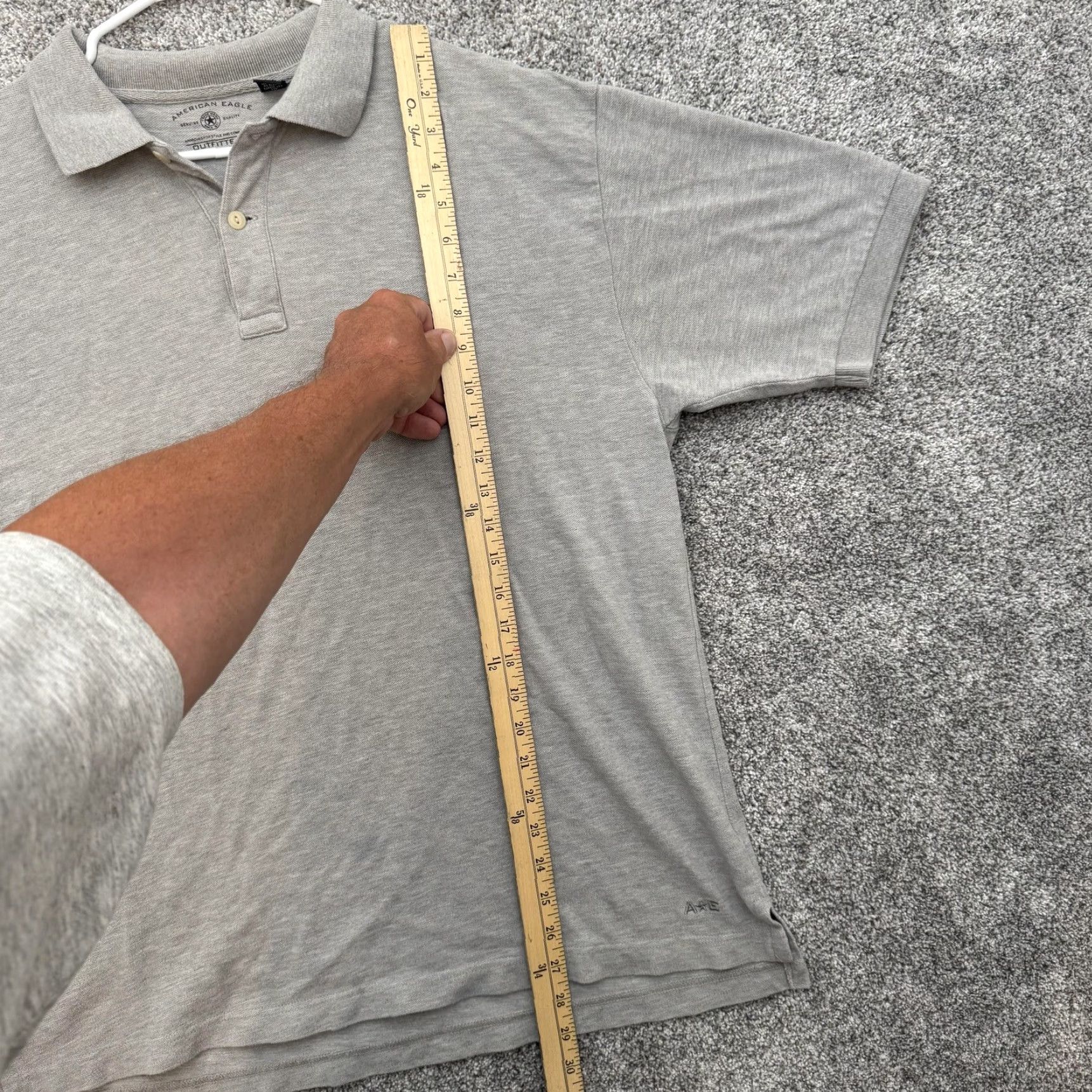 Vintage American Eagle Polo Shirt L Men Gray Solid Short Sleeve Casual Preppy Classic Office Golf Size US L / EU 52-54 / 3 - 2 Thumbnail