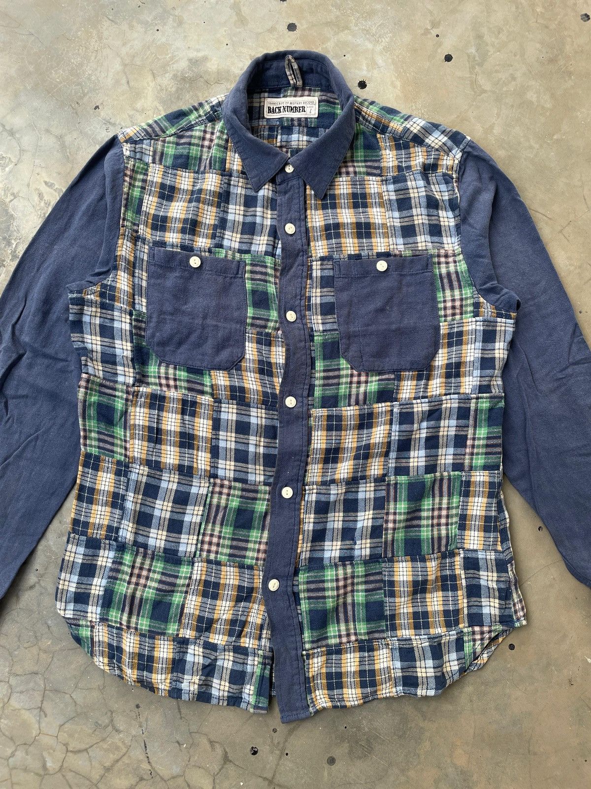 Japanese Brand Back Number Flannel Patchwork Plaid Check Longsleeve Shirt Size US L / EU 52-54 / 3 - 2 Thumbnail