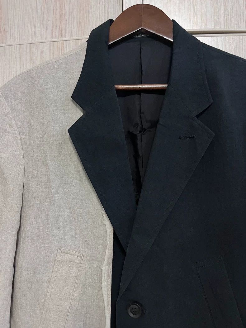 Yohji Yamamoto Yohji Yamamoto 22ss black and white patchwork linen blazer Size US M / EU 48-50 / 2 - 2 Thumbnail